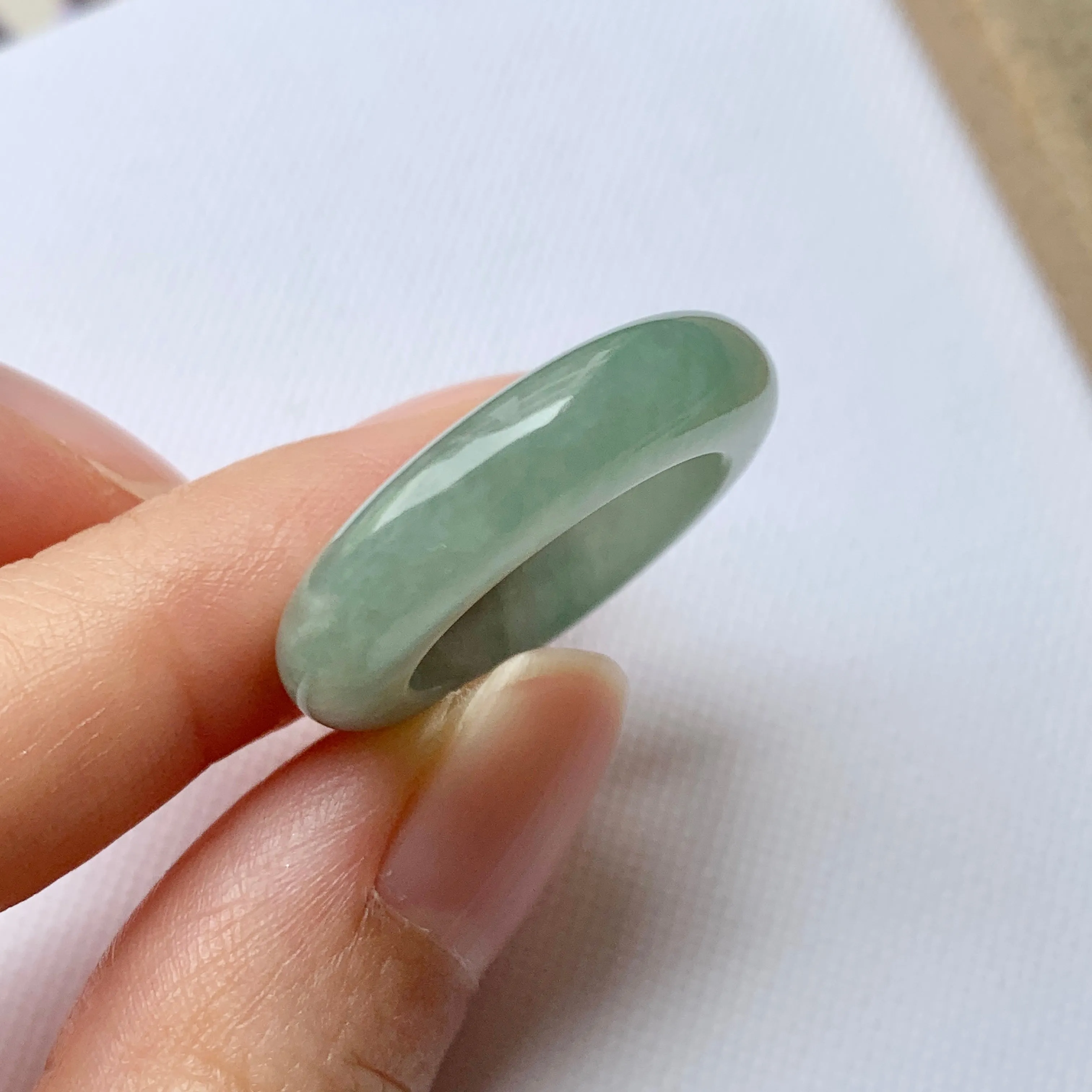 17mm A-Grade Natural Green Jadeite Ring Band No.162244