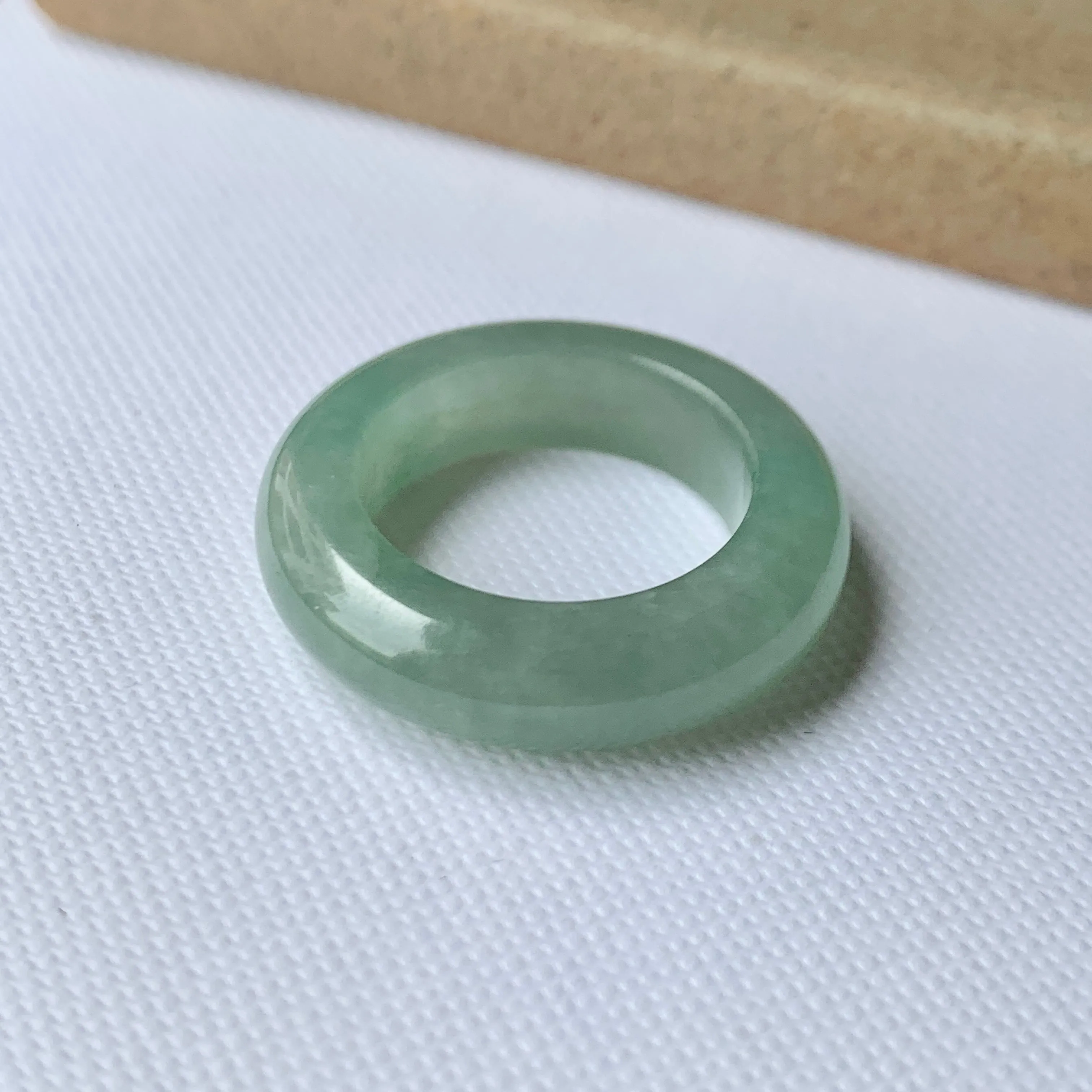 17mm A-Grade Natural Green Jadeite Ring Band No.162244