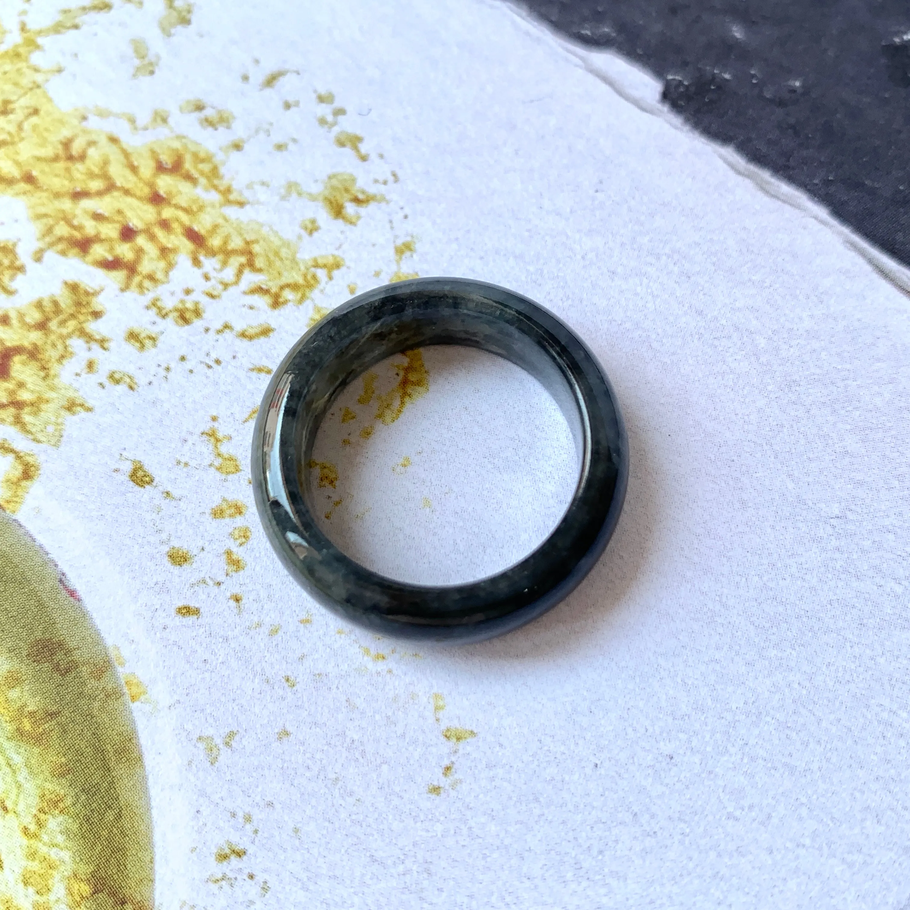 18.1mm A-Grade Natural Black Jadeite Ring Band No. 162377