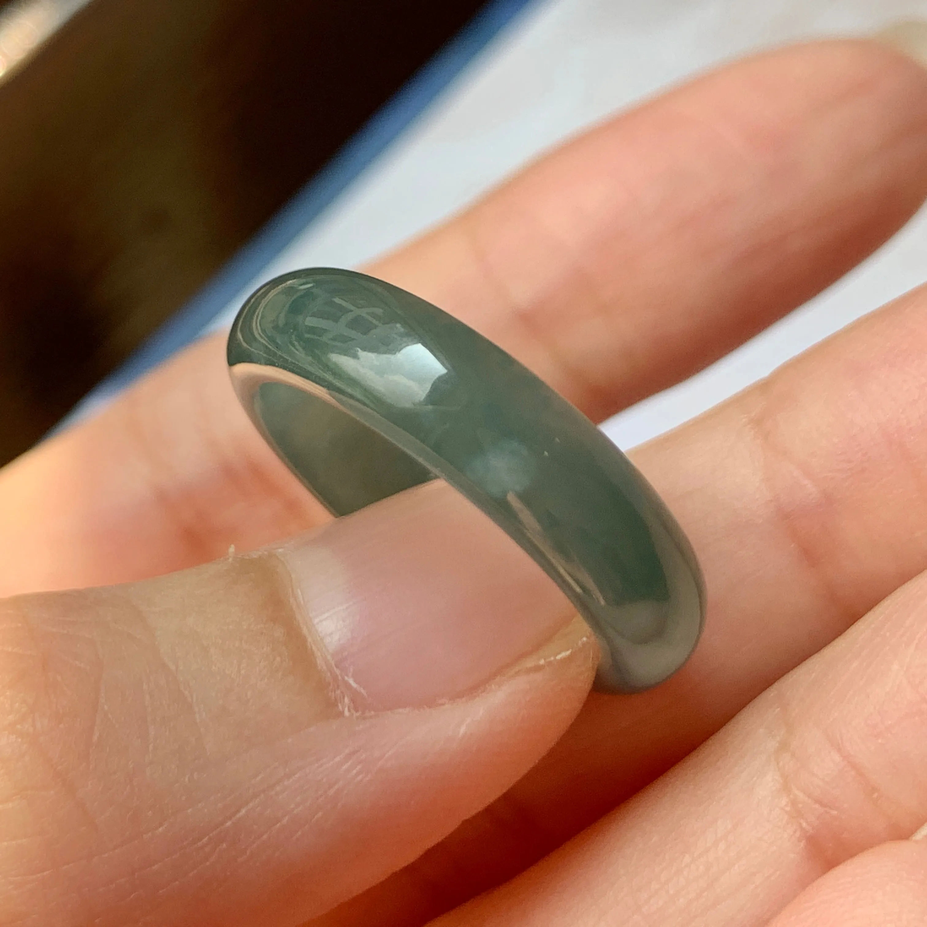 18.1mm A-Grade Natural Greenish Blue Jadeite Ring Band No.162128