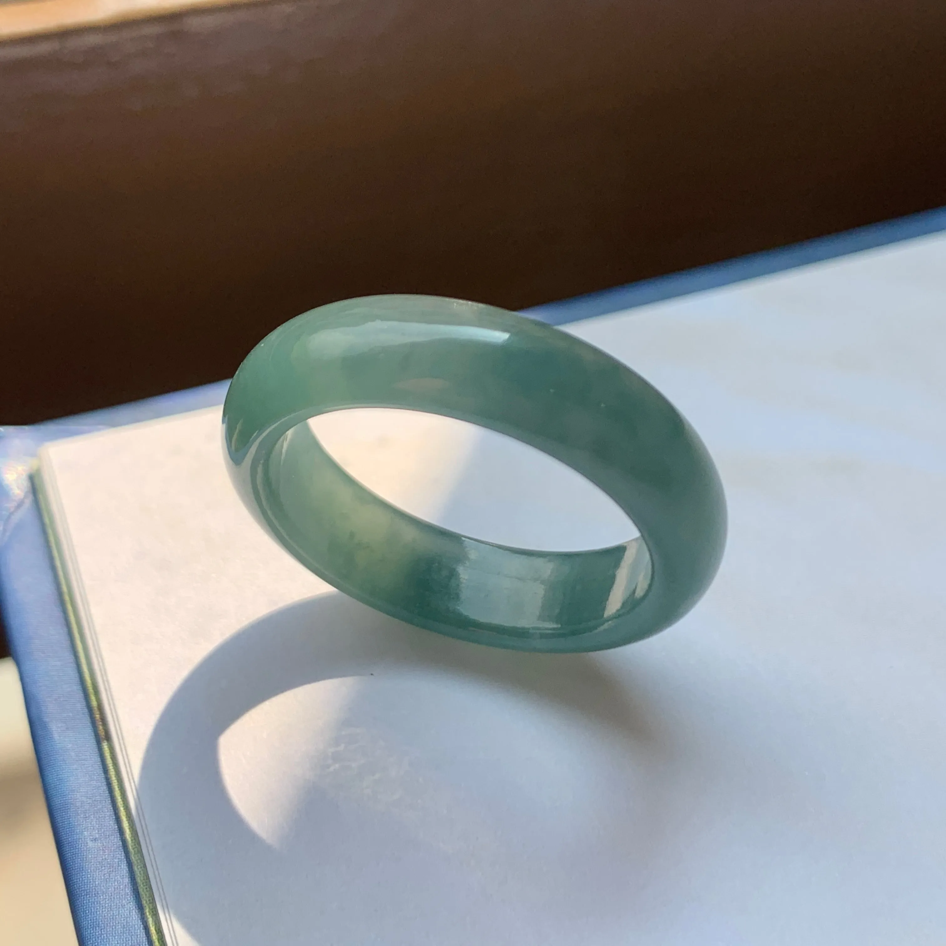 18.1mm A-Grade Natural Greenish Blue Jadeite Ring Band No.162128