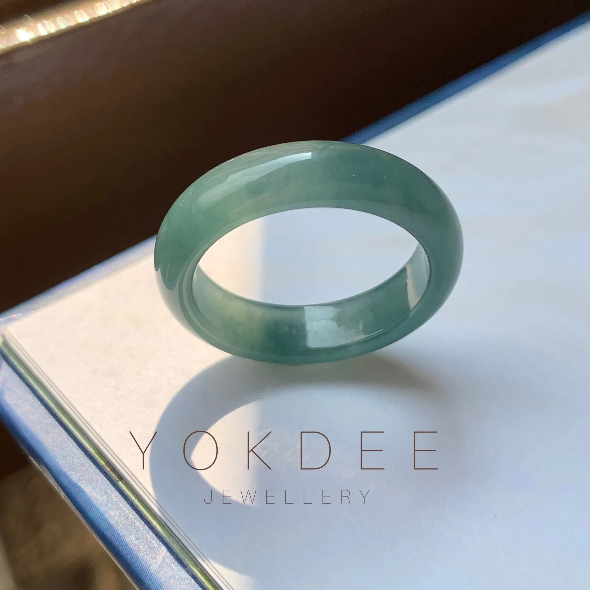 18.1mm A-Grade Natural Greenish Blue Jadeite Ring Band No.162128