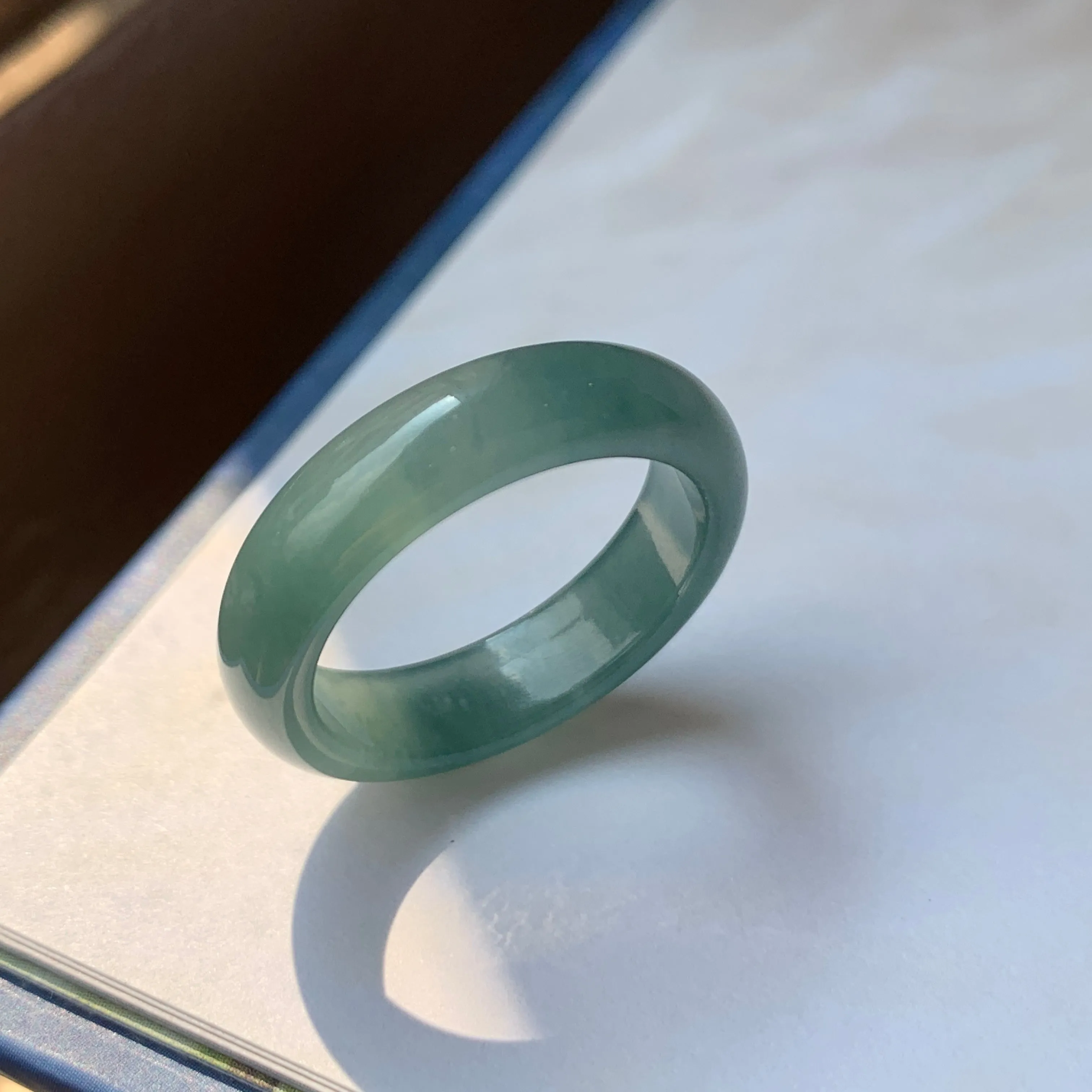 18.1mm A-Grade Natural Greenish Blue Jadeite Ring Band No.162128