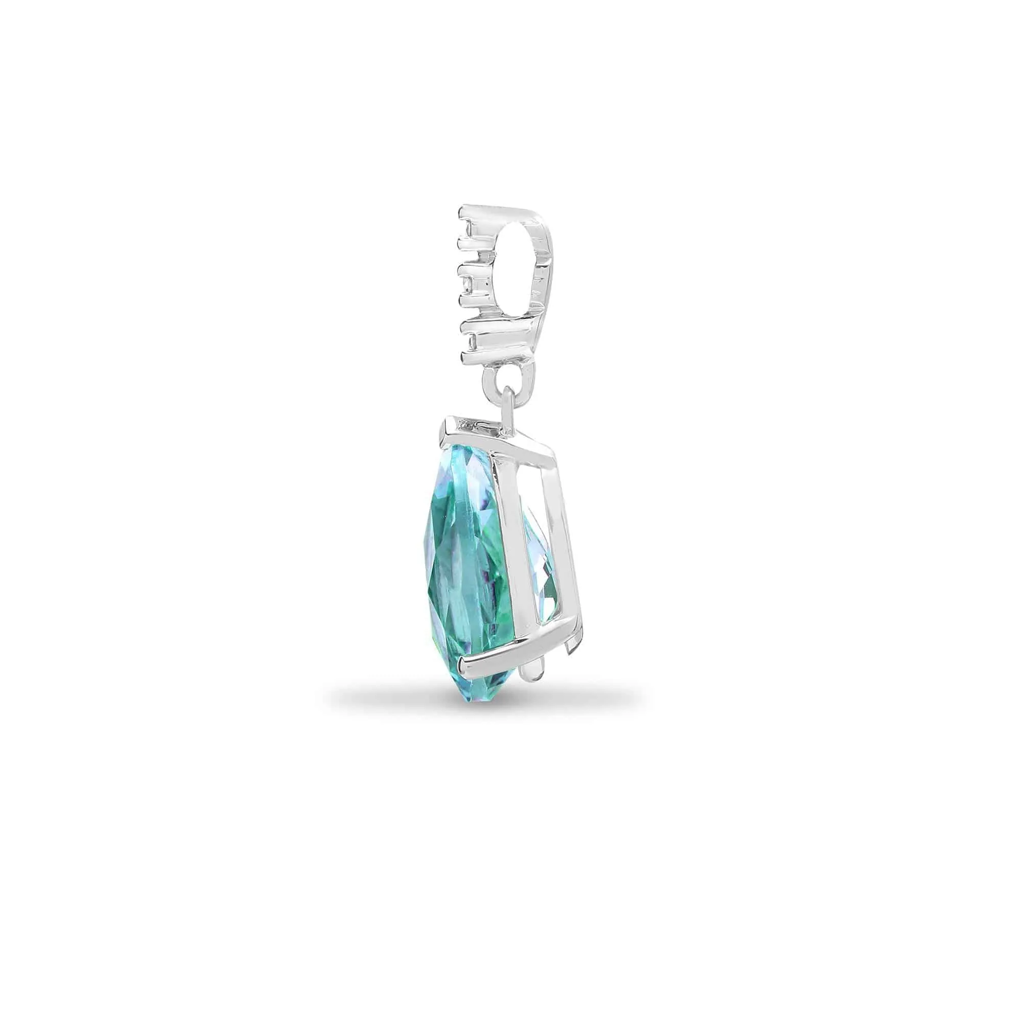 18ct White Gold Diamond And Blue Topaz Pendant