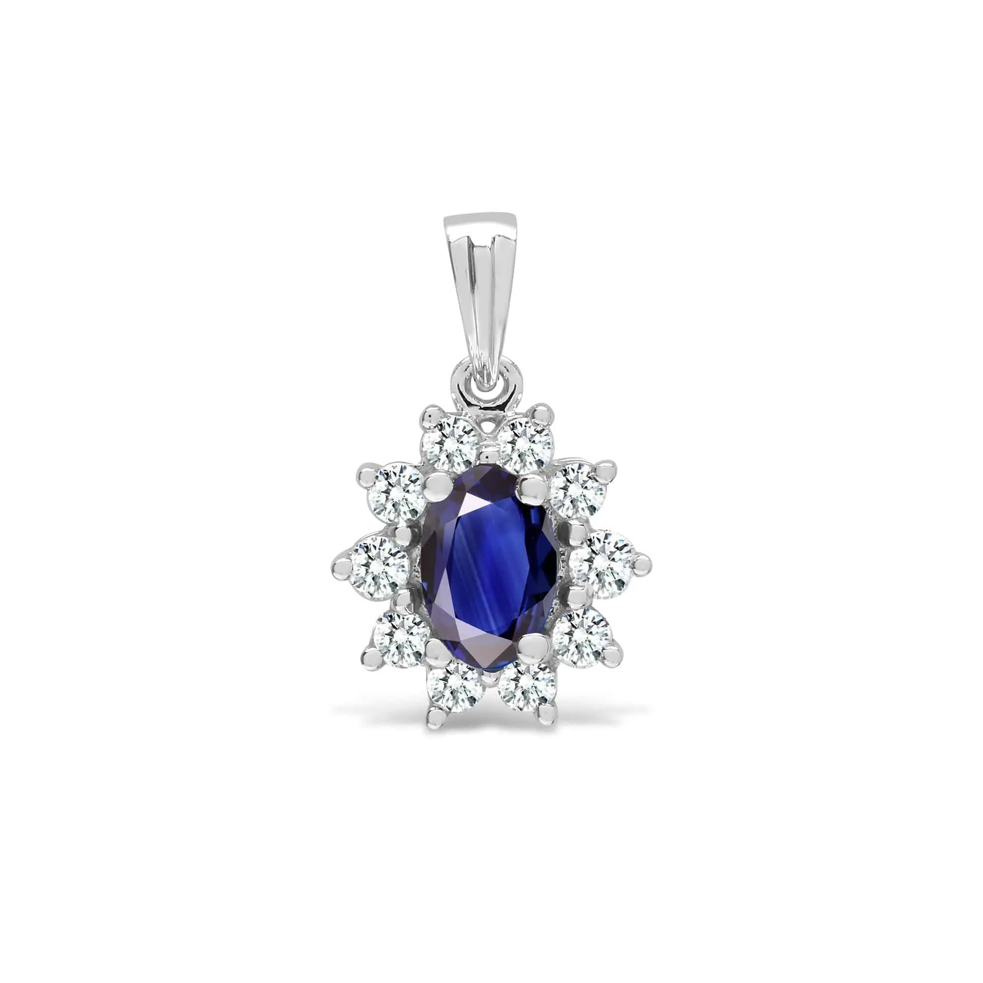 18ct White Gold Diamond And Sapphire Pendant