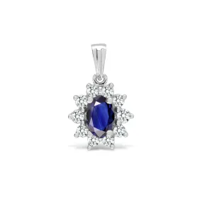 18ct White Gold Diamond And Sapphire Pendant