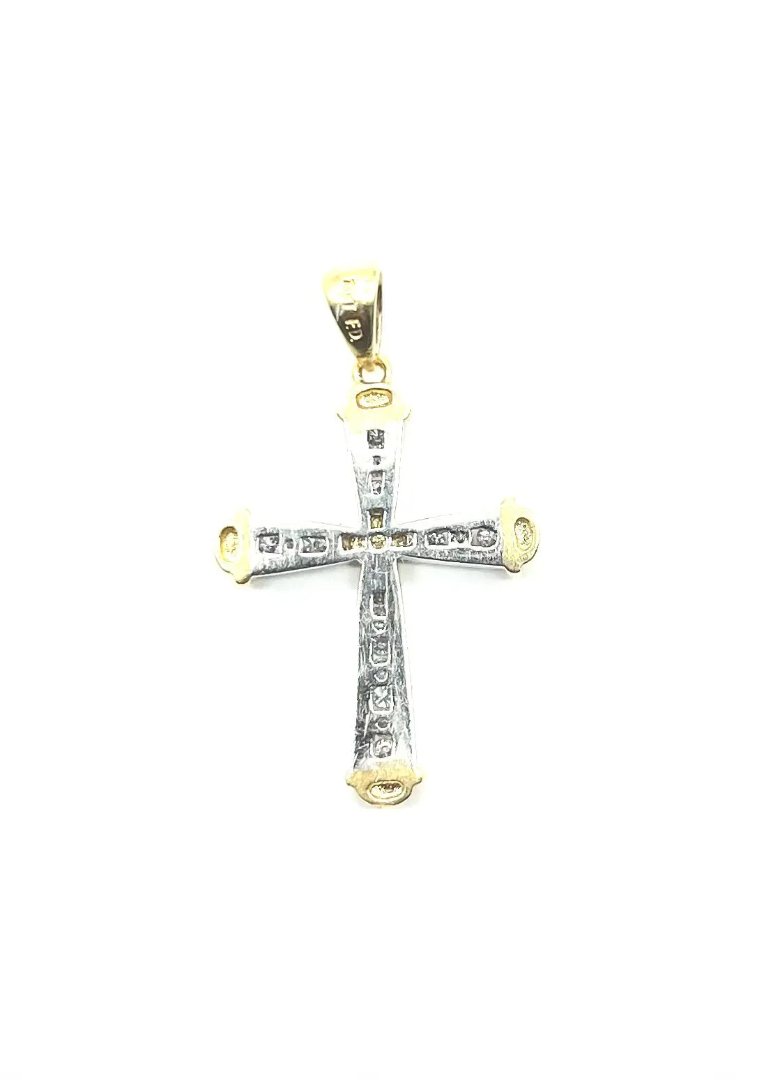 18k White & Yellow Gold Diamond Cross Pendant