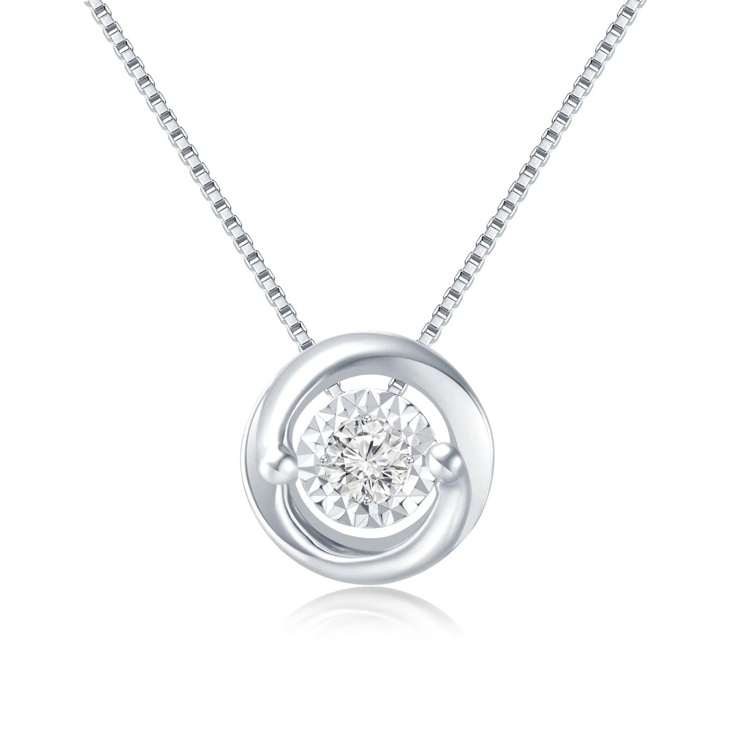 18K White Gold Solitaire Diamond Pendant