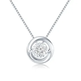 18K White Gold Solitaire Diamond Pendant