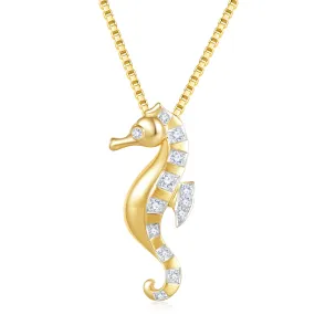 18K Yellow Gold Sea Horse Diamond Pendant