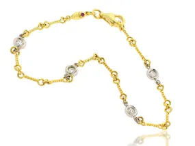 18K YELLOW/WHITE DIAMONDS BY THE INCH FOUR STATION DOG BONE BRACELET