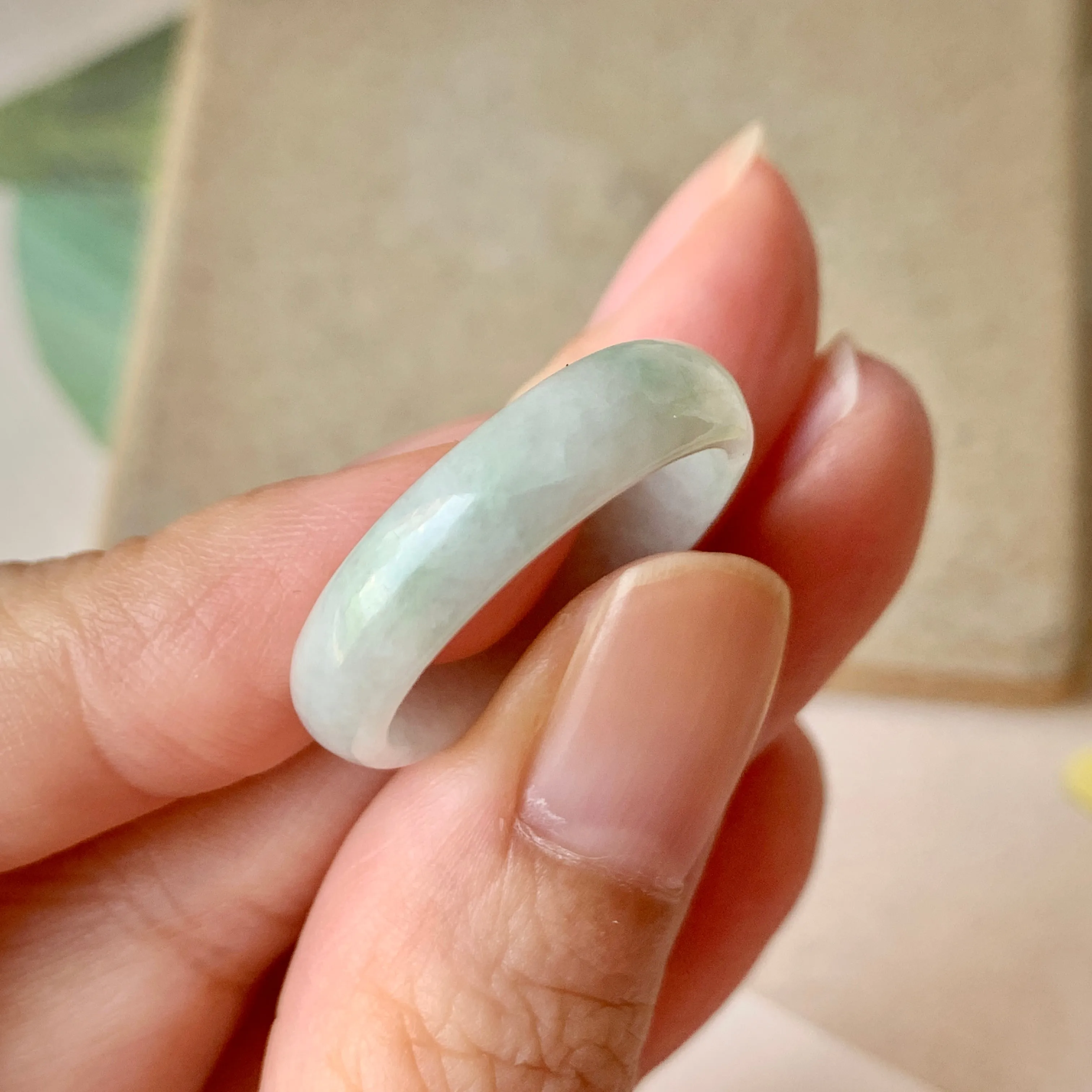 19.3mm A-Grade Natural Floral Jadeite Ring Band No.161658