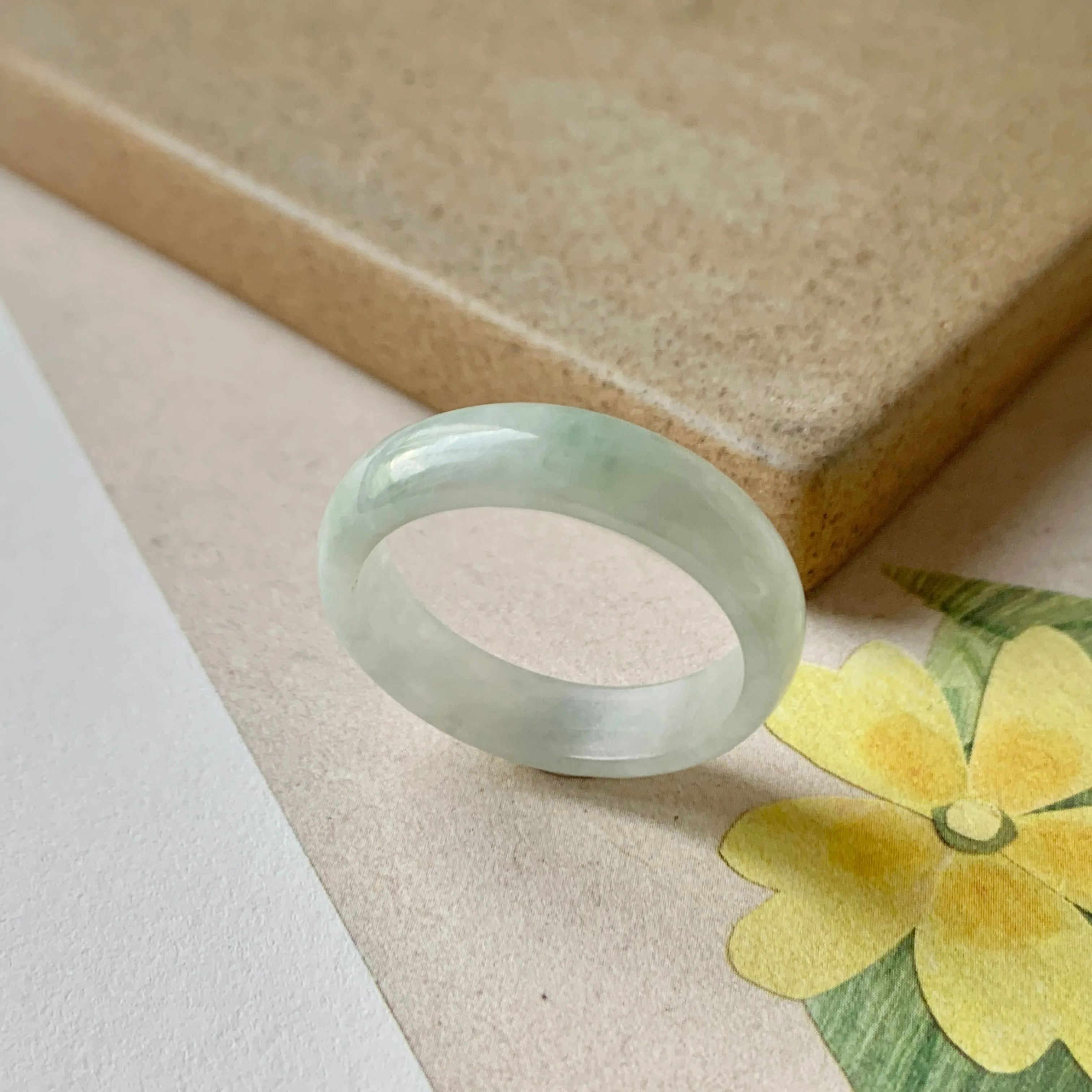 19.3mm A-Grade Natural Floral Jadeite Ring Band No.161658