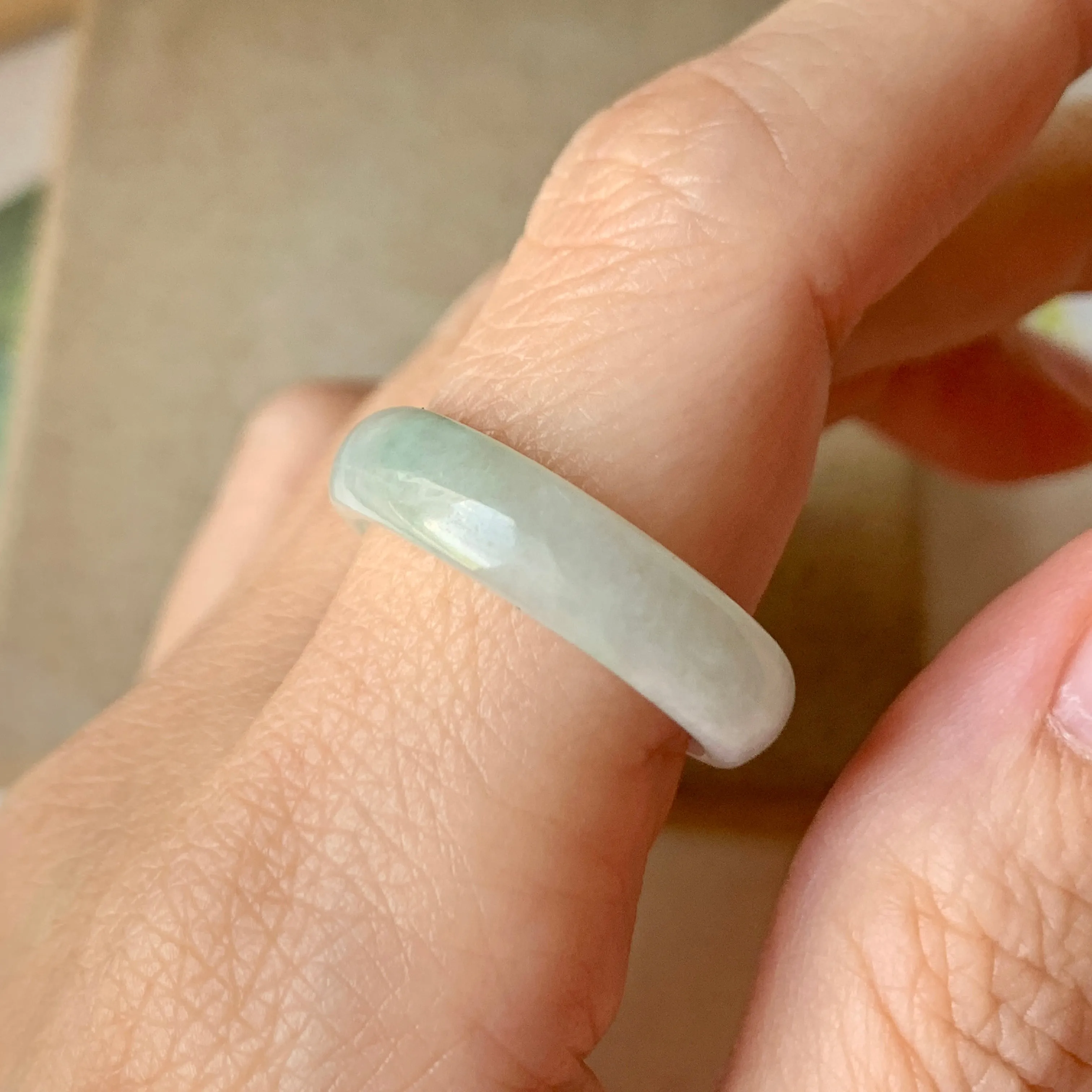 19.3mm A-Grade Natural Floral Jadeite Ring Band No.161658