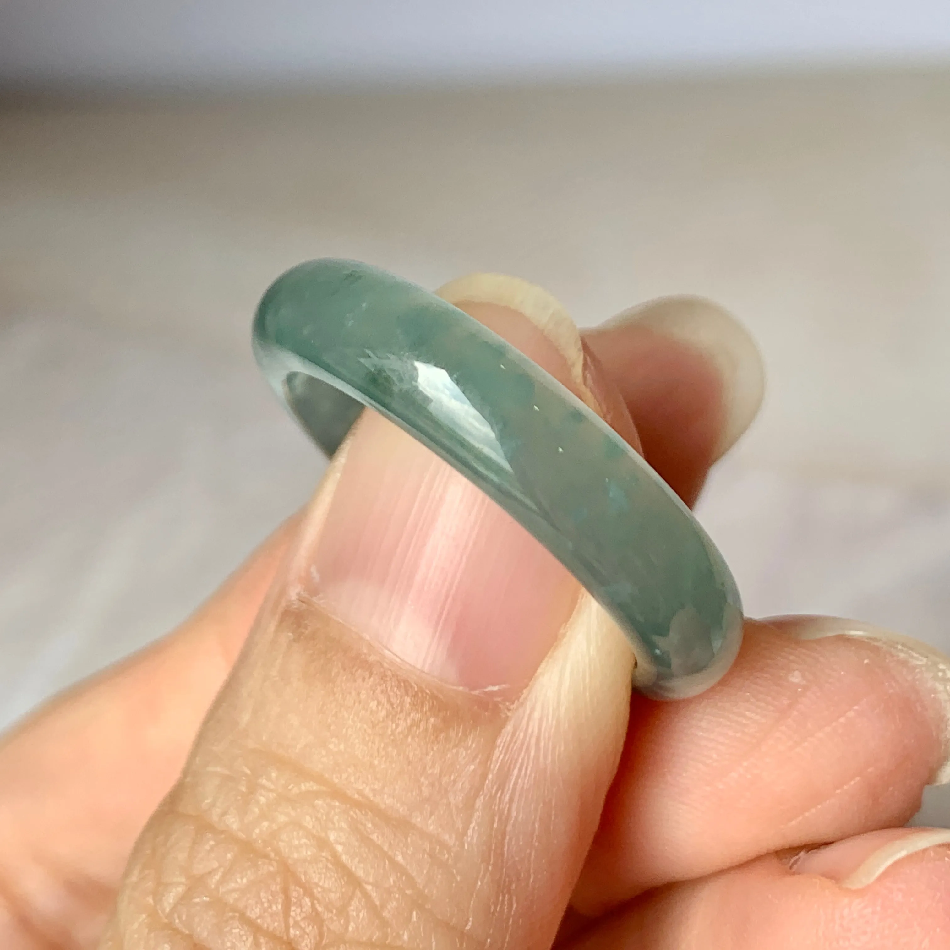 19mm A-Grade Natural Greenish Blue Jadeite Ring Band No.162130