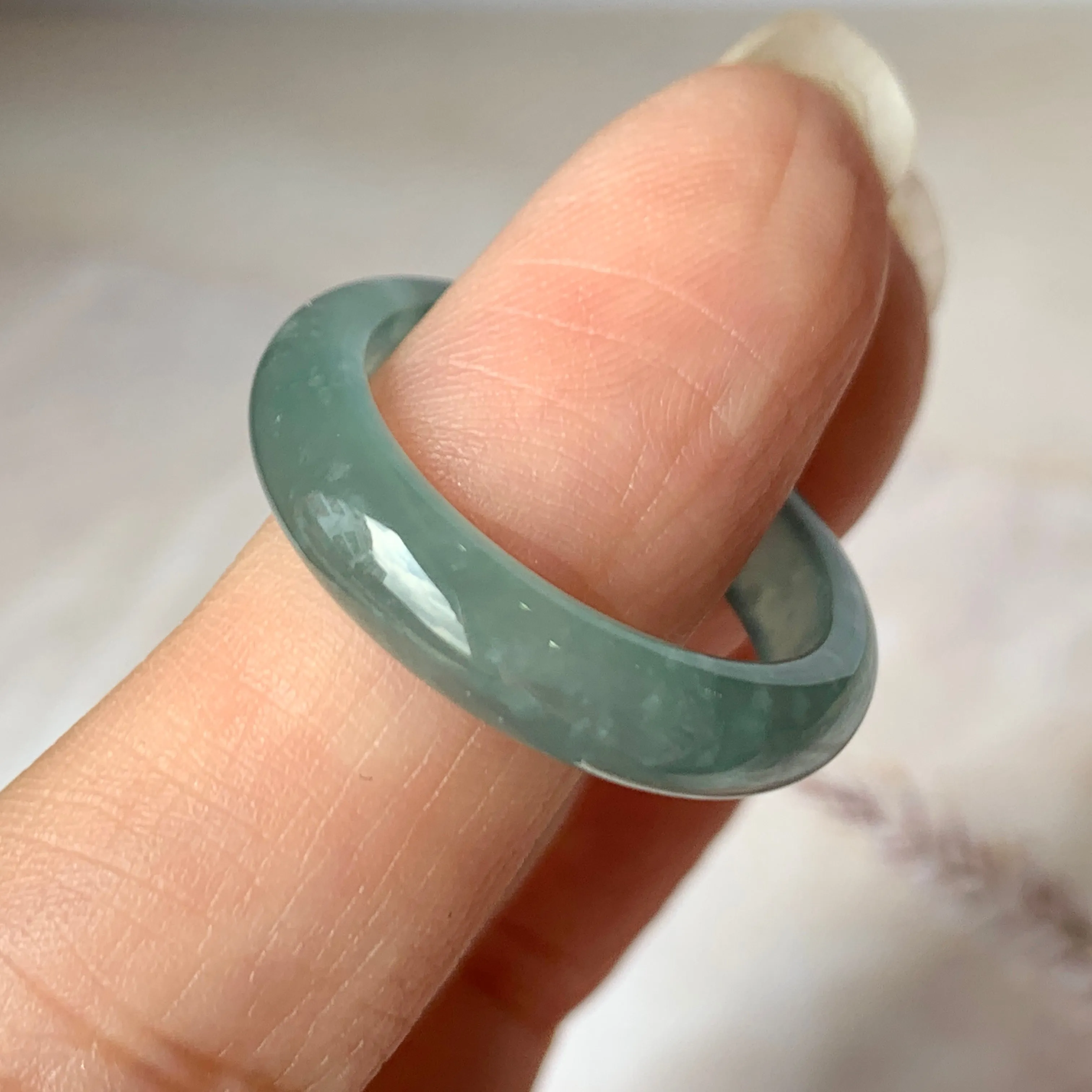 19mm A-Grade Natural Greenish Blue Jadeite Ring Band No.162130