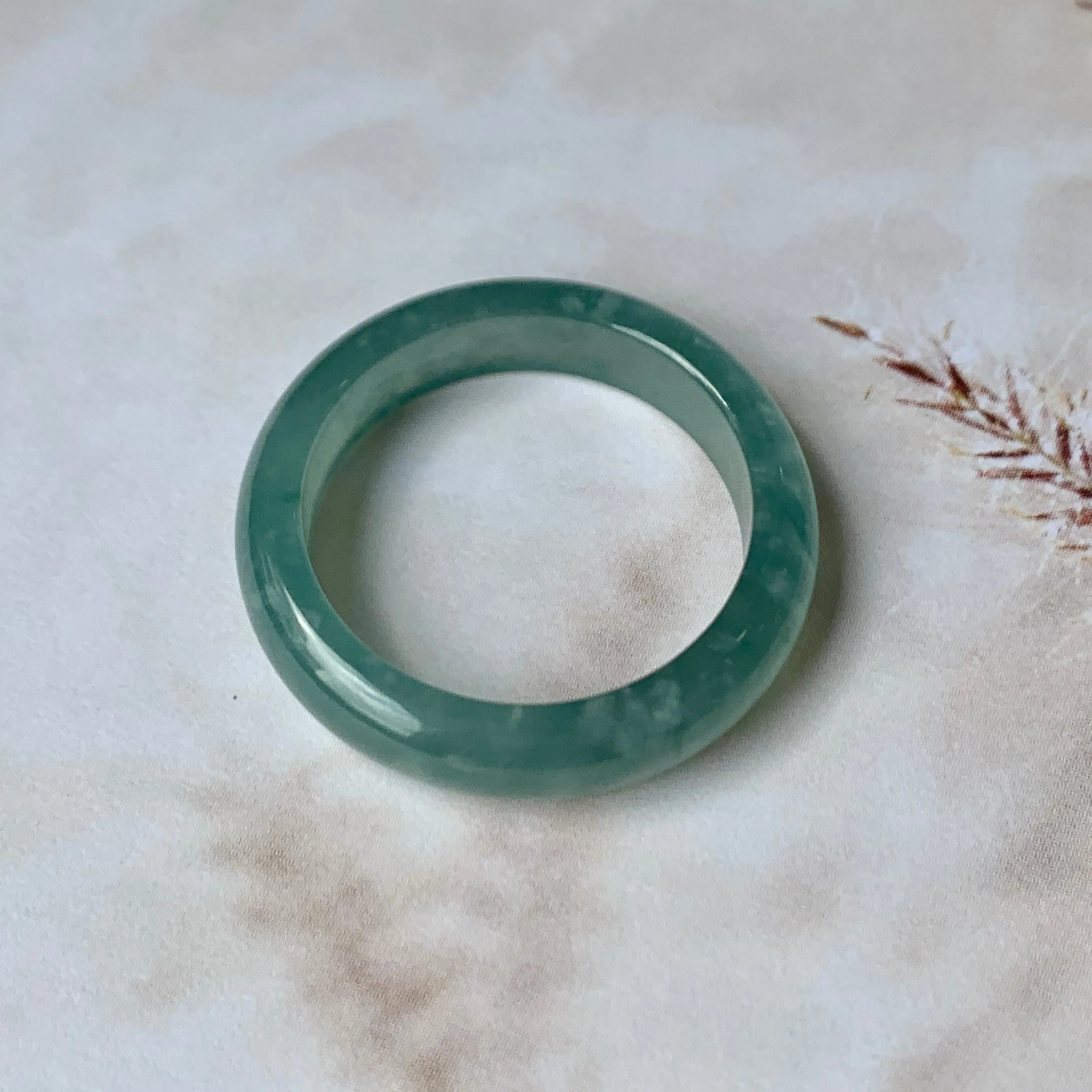 19mm A-Grade Natural Greenish Blue Jadeite Ring Band No.162130