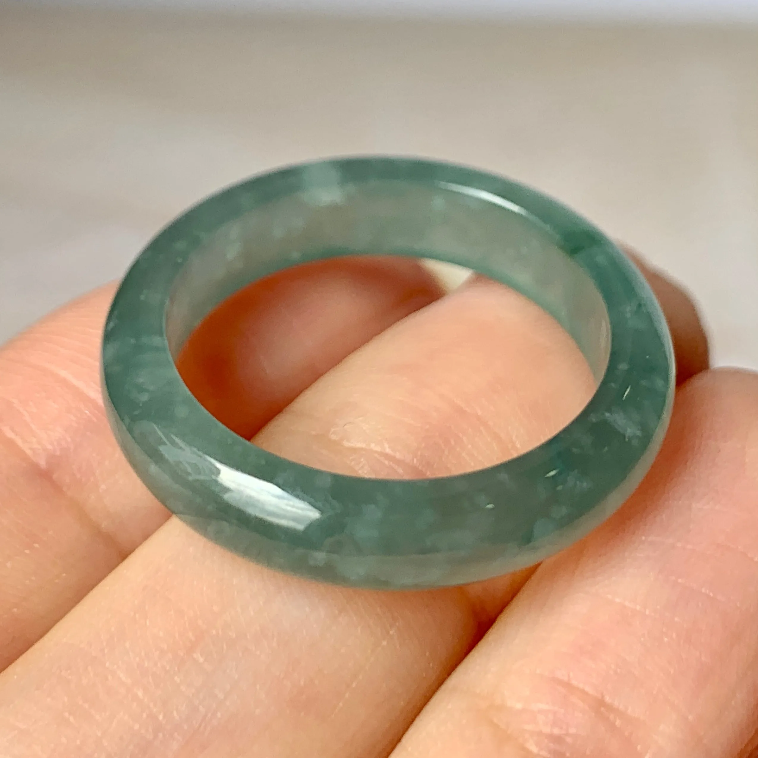 19mm A-Grade Natural Greenish Blue Jadeite Ring Band No.162130