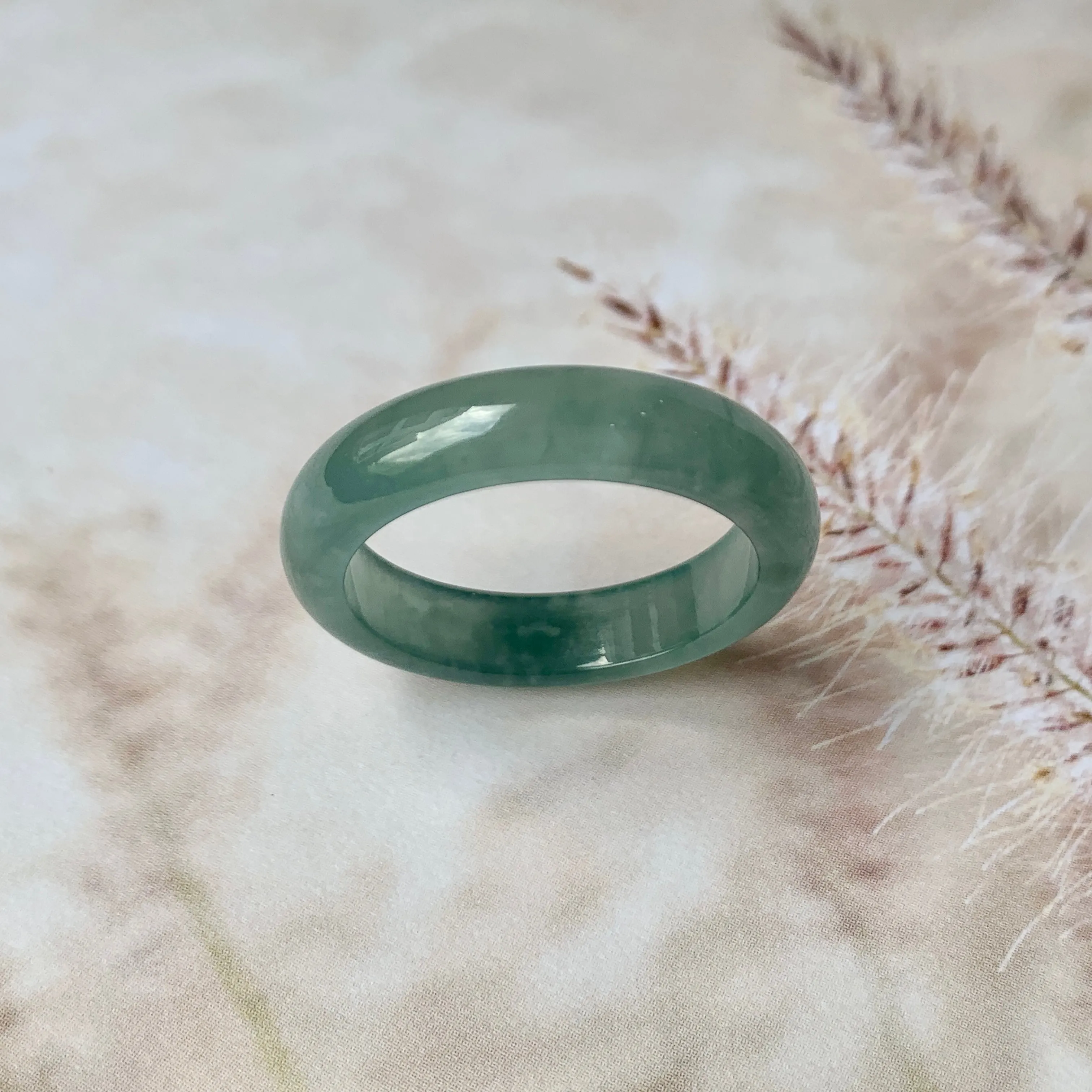 19mm A-Grade Natural Greenish Blue Jadeite Ring Band No.162130