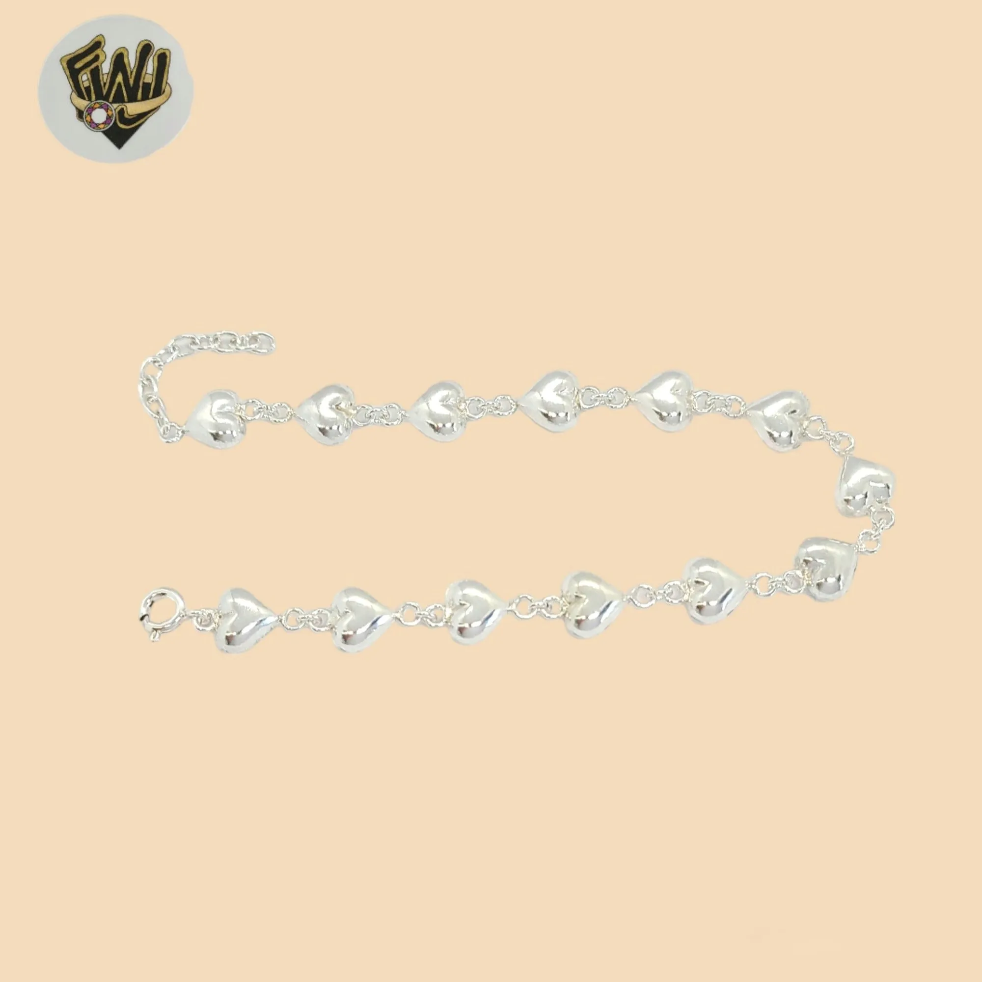 (2-0333) 925 Sterling Silver - Heart Link Bracelet.