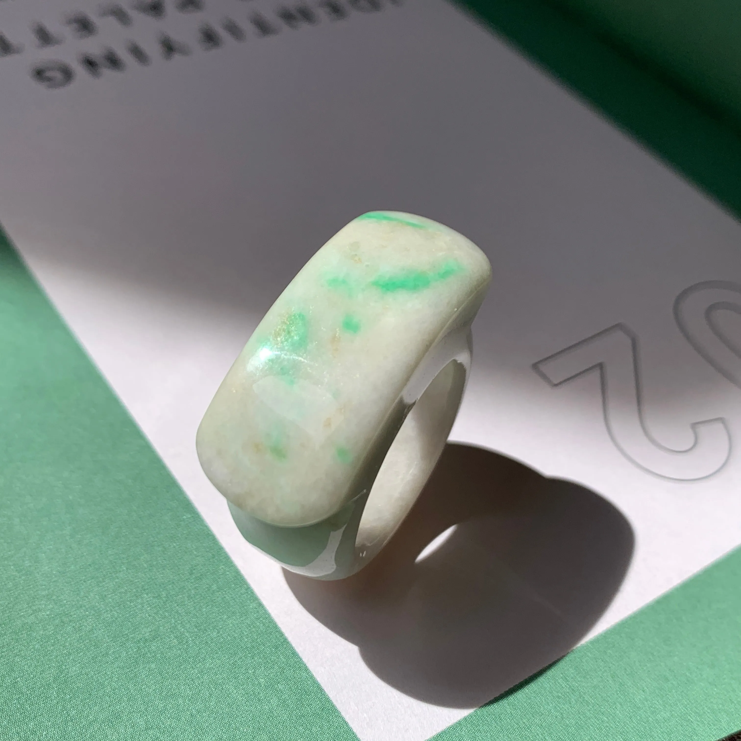 20.1mm A-Grade Natural White Jadeite Saddle Top Ring Band No. 161227