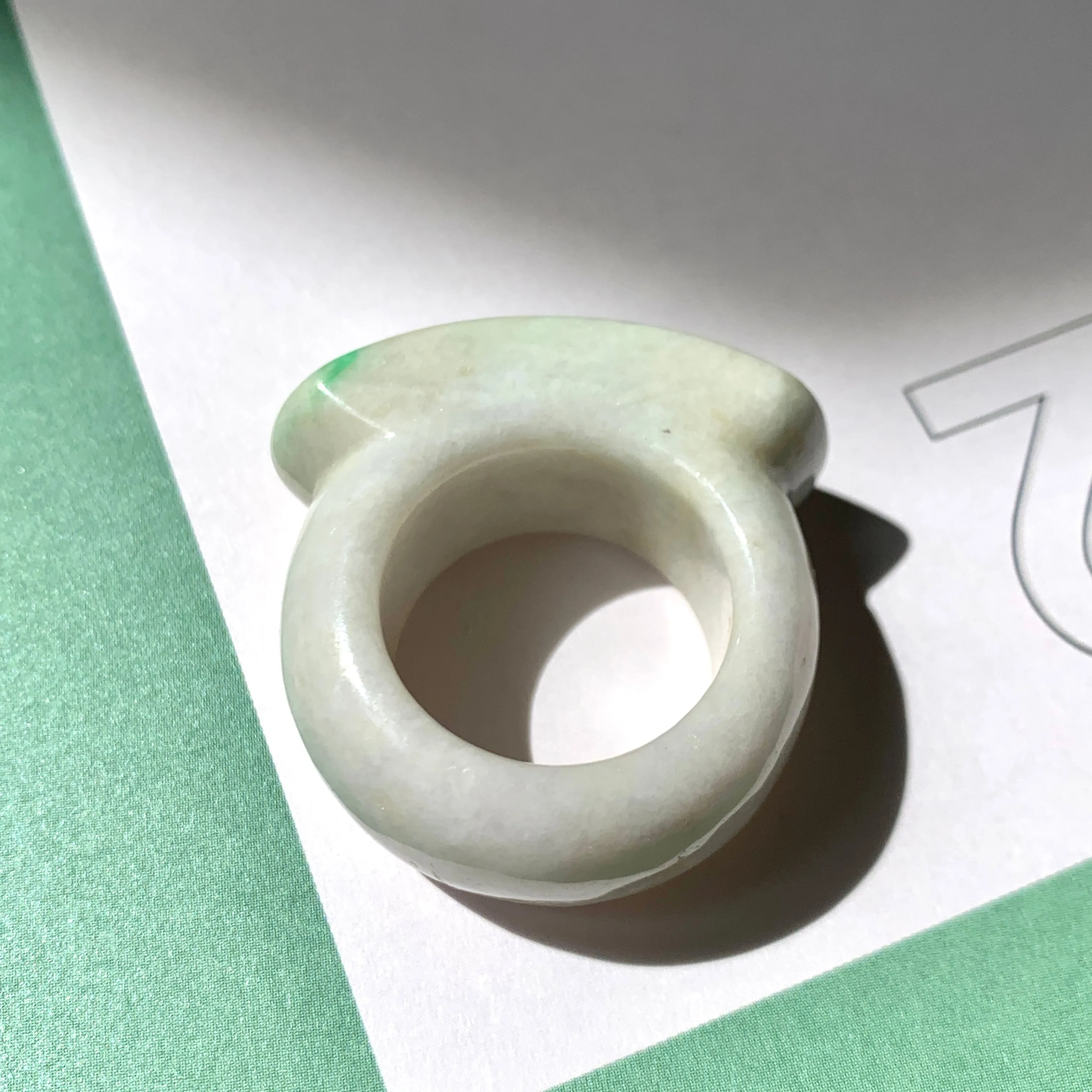 20.1mm A-Grade Natural White Jadeite Saddle Top Ring Band No. 161227