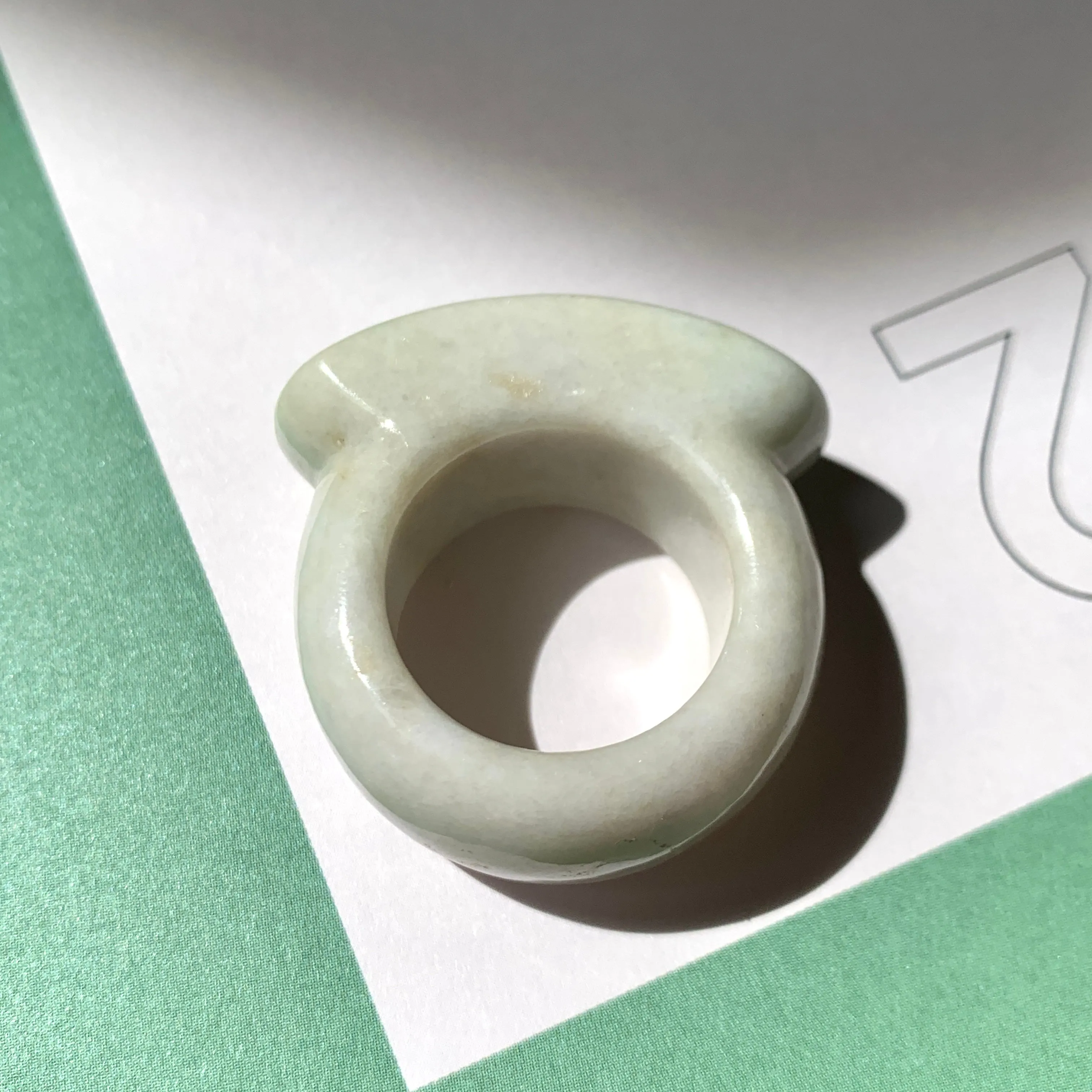 20.1mm A-Grade Natural White Jadeite Saddle Top Ring Band No. 161227