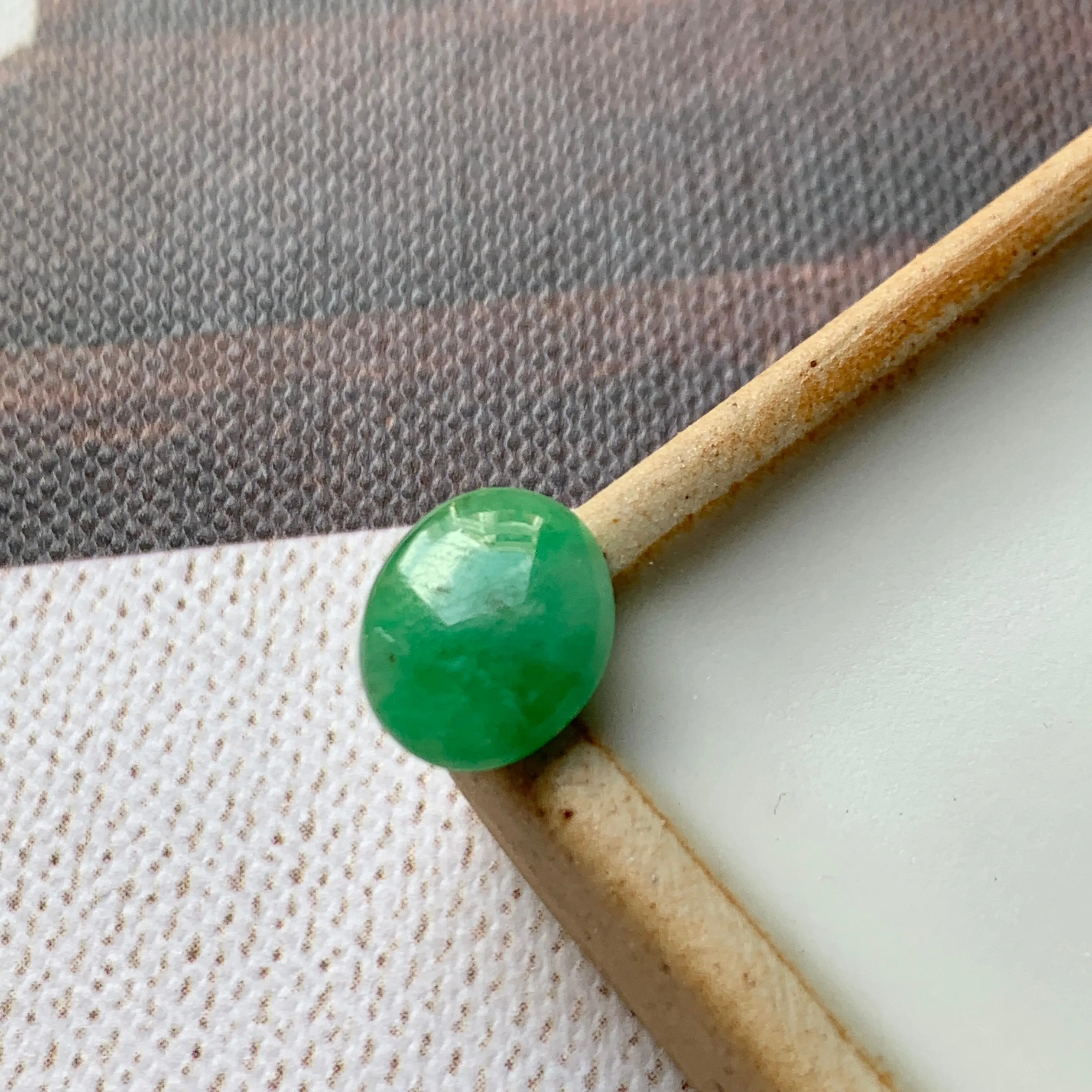 2.05 cts A-Grade Natural Green Jadeite Cabochon No.130350