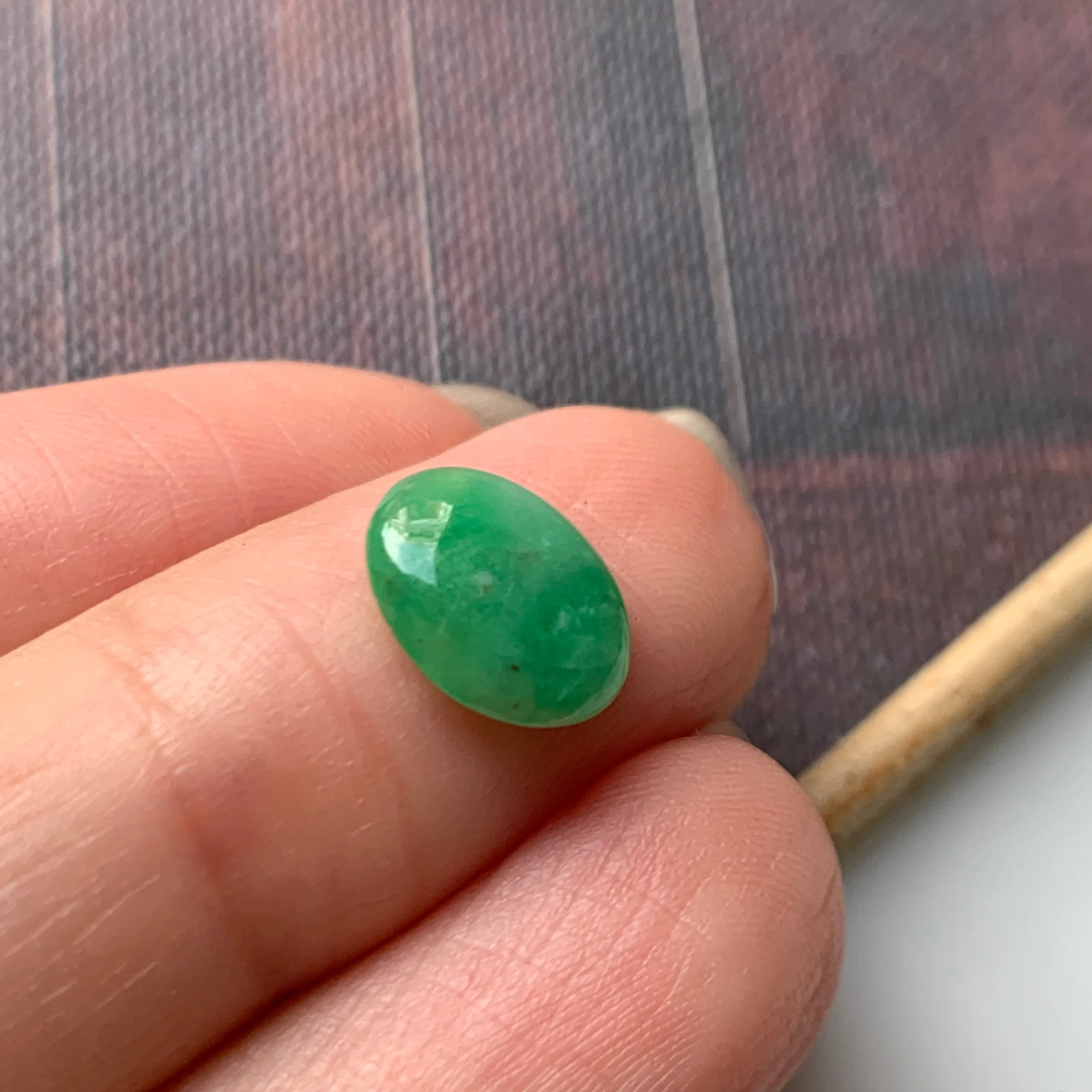 2.05 cts A-Grade Natural Green Jadeite Cabochon No.130350