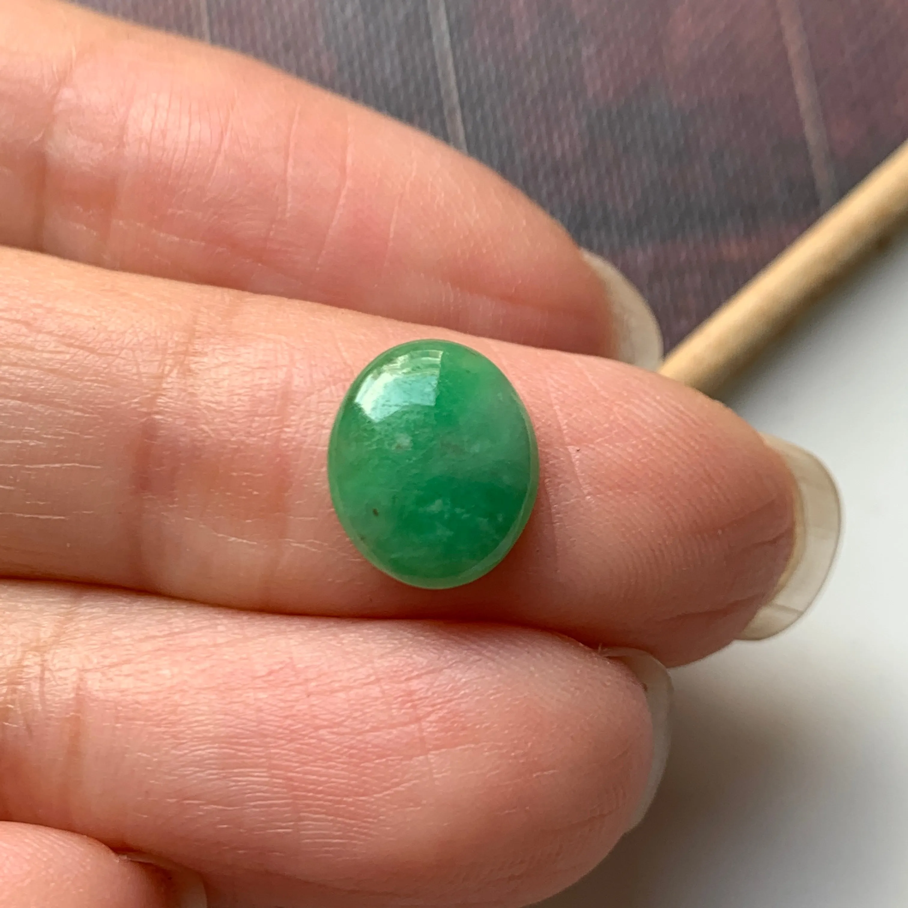 2.05 cts A-Grade Natural Green Jadeite Cabochon No.130350