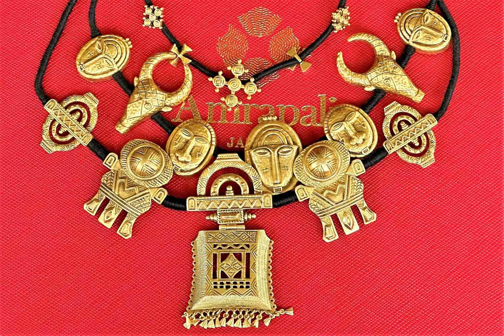 20D832 Gold Plated Tribal Thread Necklace