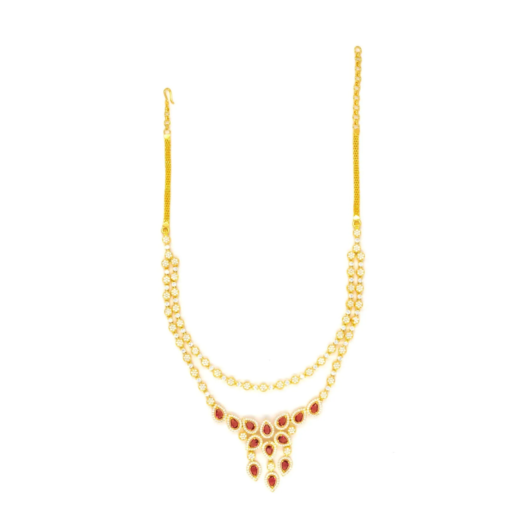 24ct Gold Plated Stone Necklace with stud PMSNS4WX-0021, PMSHST14WX-052