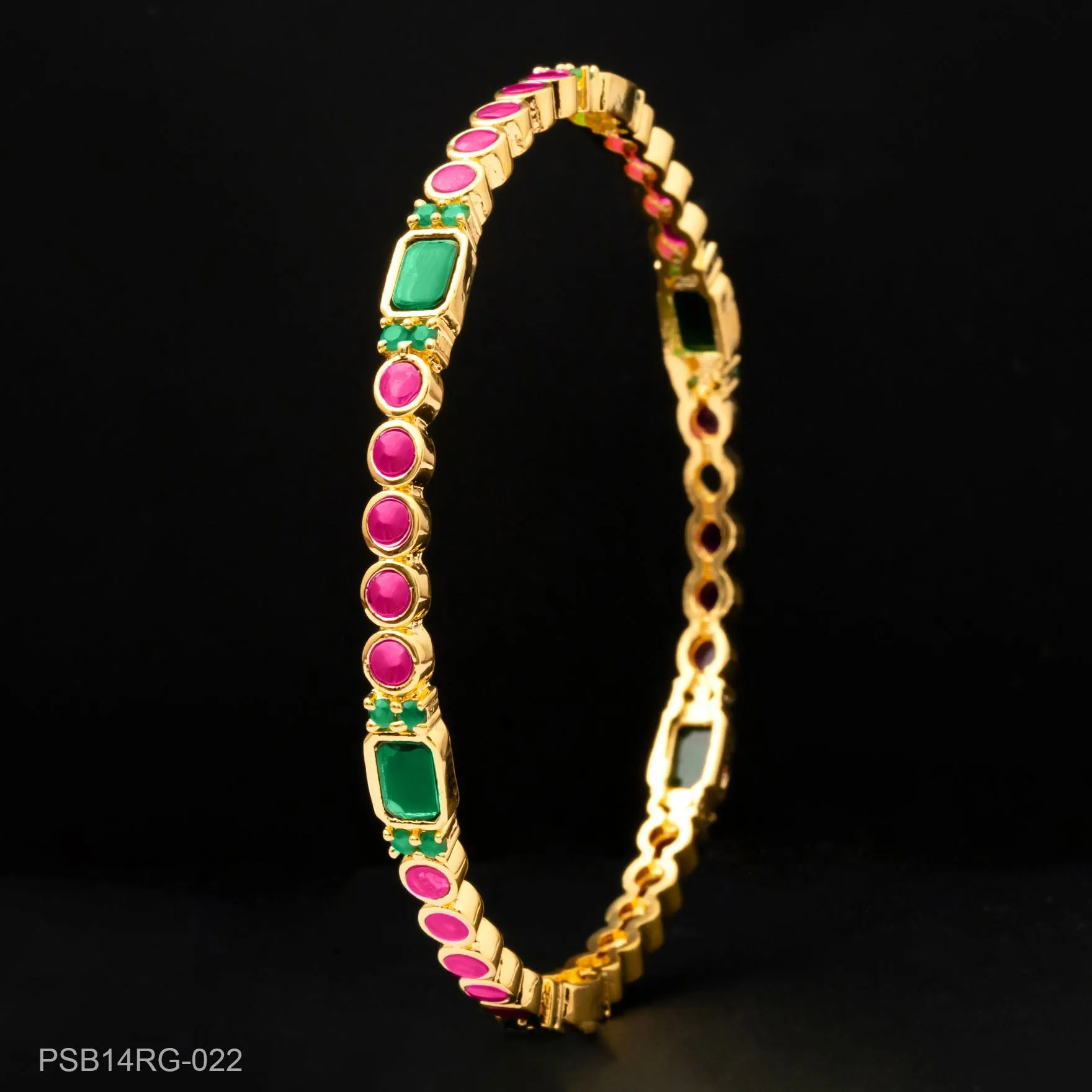 24ct Heavy Gold Plated Stone Bangle PSB14RG-022