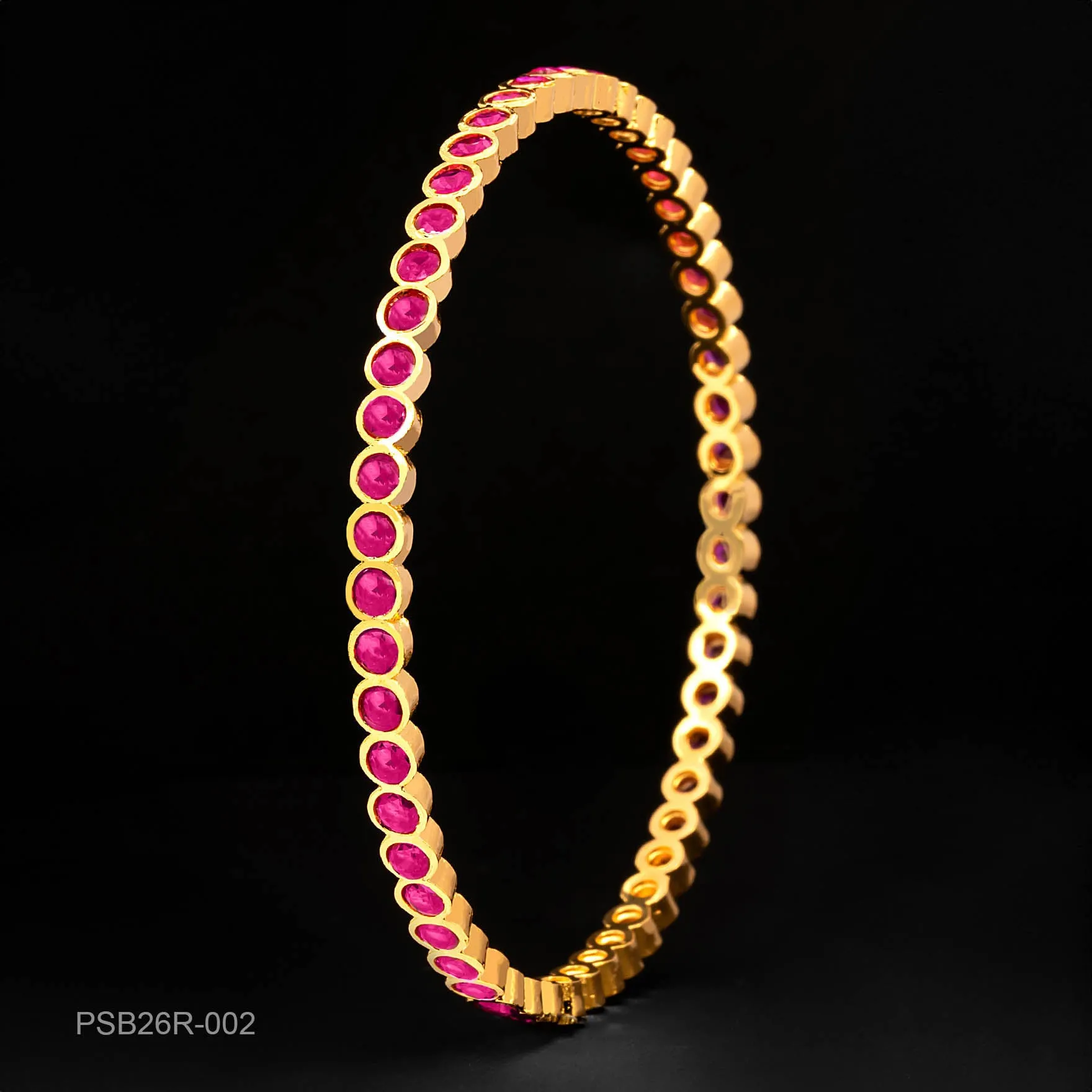 24ct Heavy Gold Plated Stone Bangle PSB26R-002