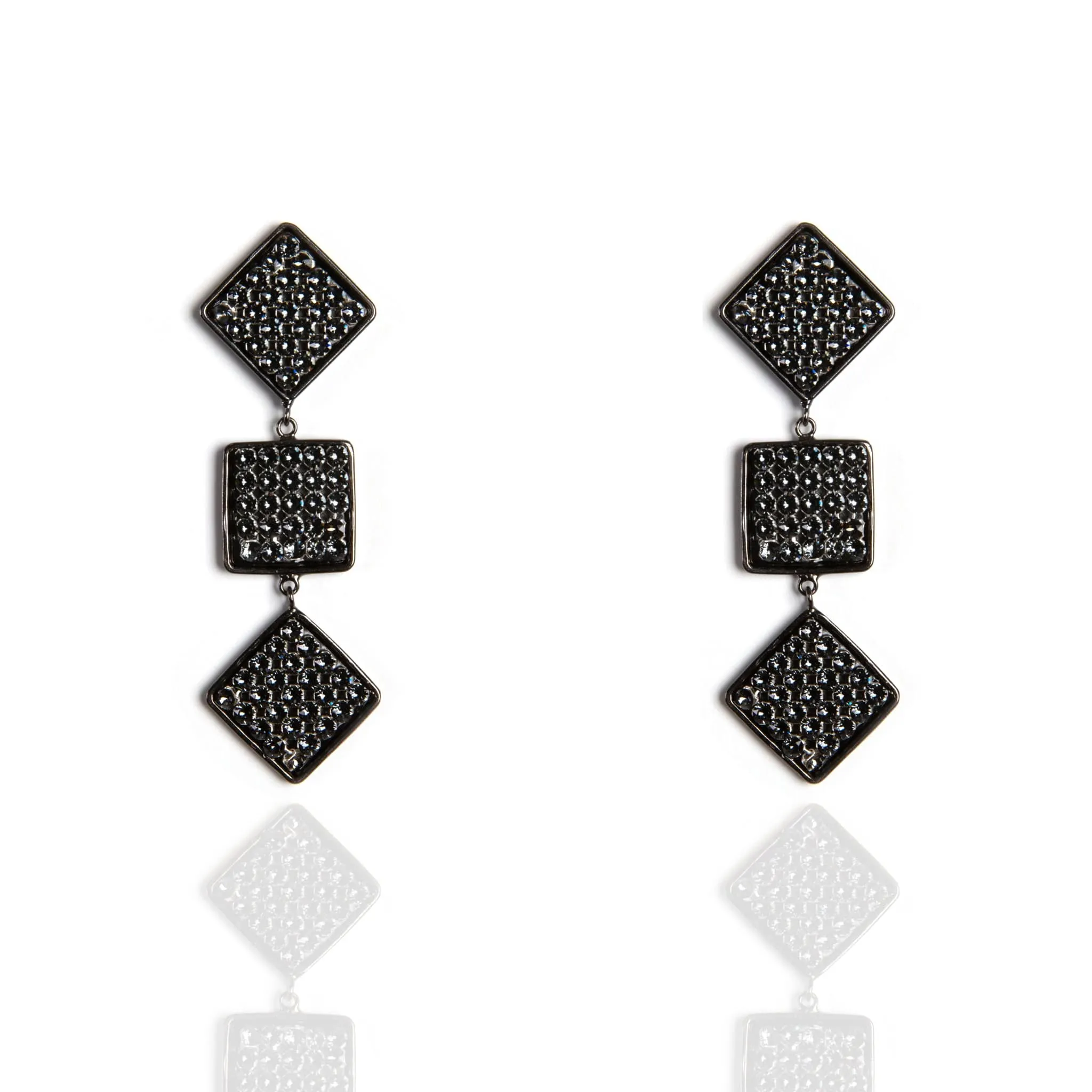 3 Square Mesh Drop Earrings