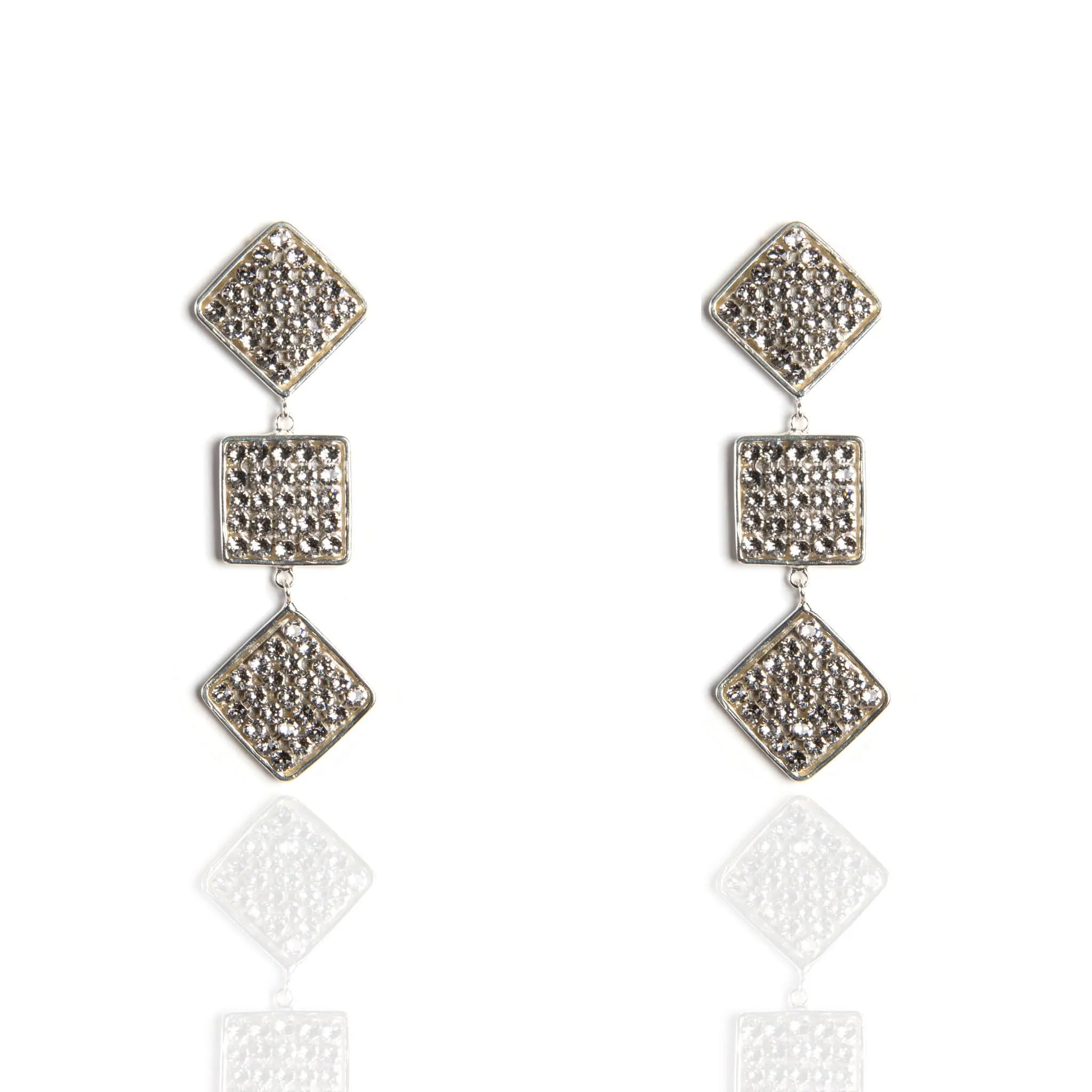 3 Square Mesh Drop Earrings