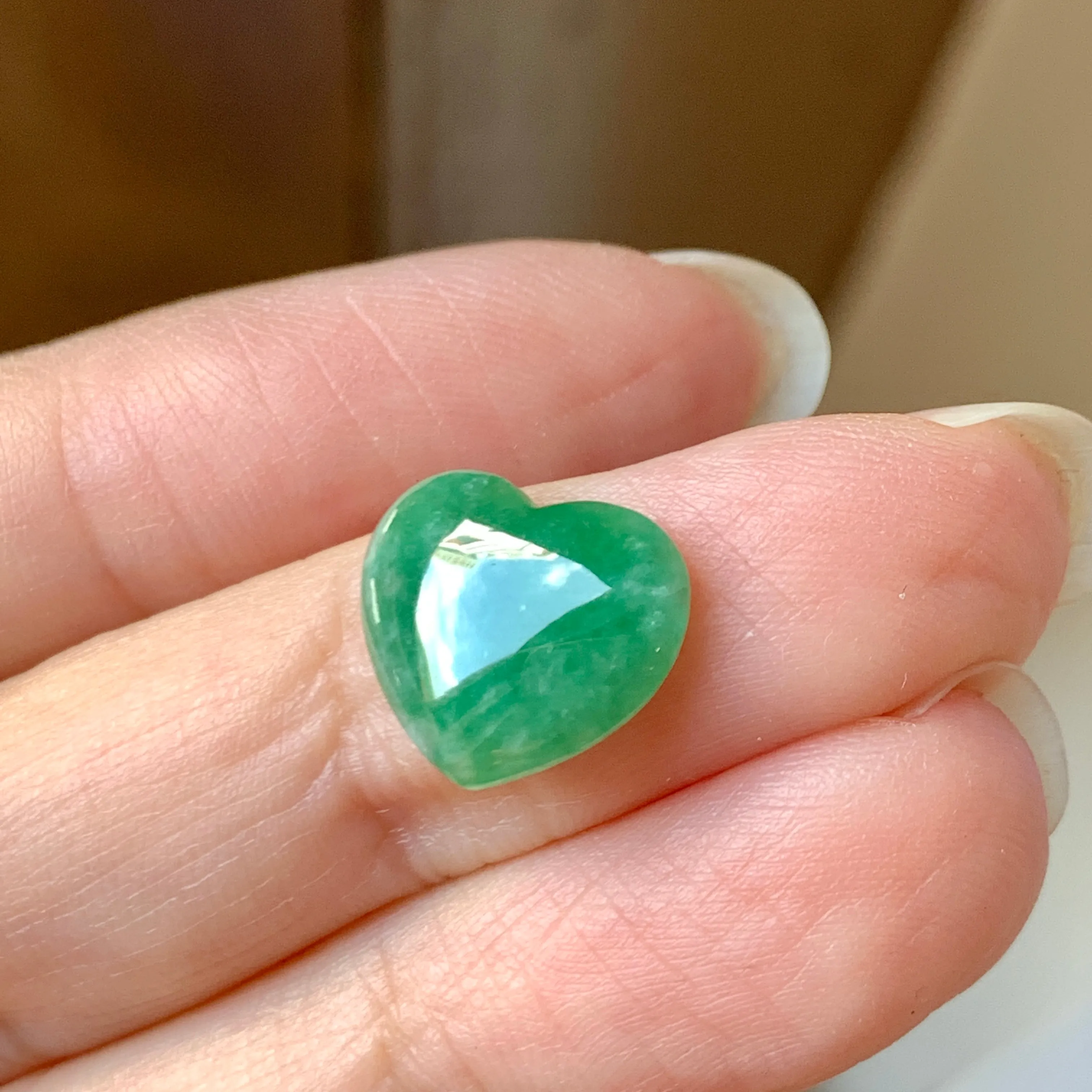 3.75 cts A-Grade Natural Imperial Green Jadeite Heart Shape No.171996