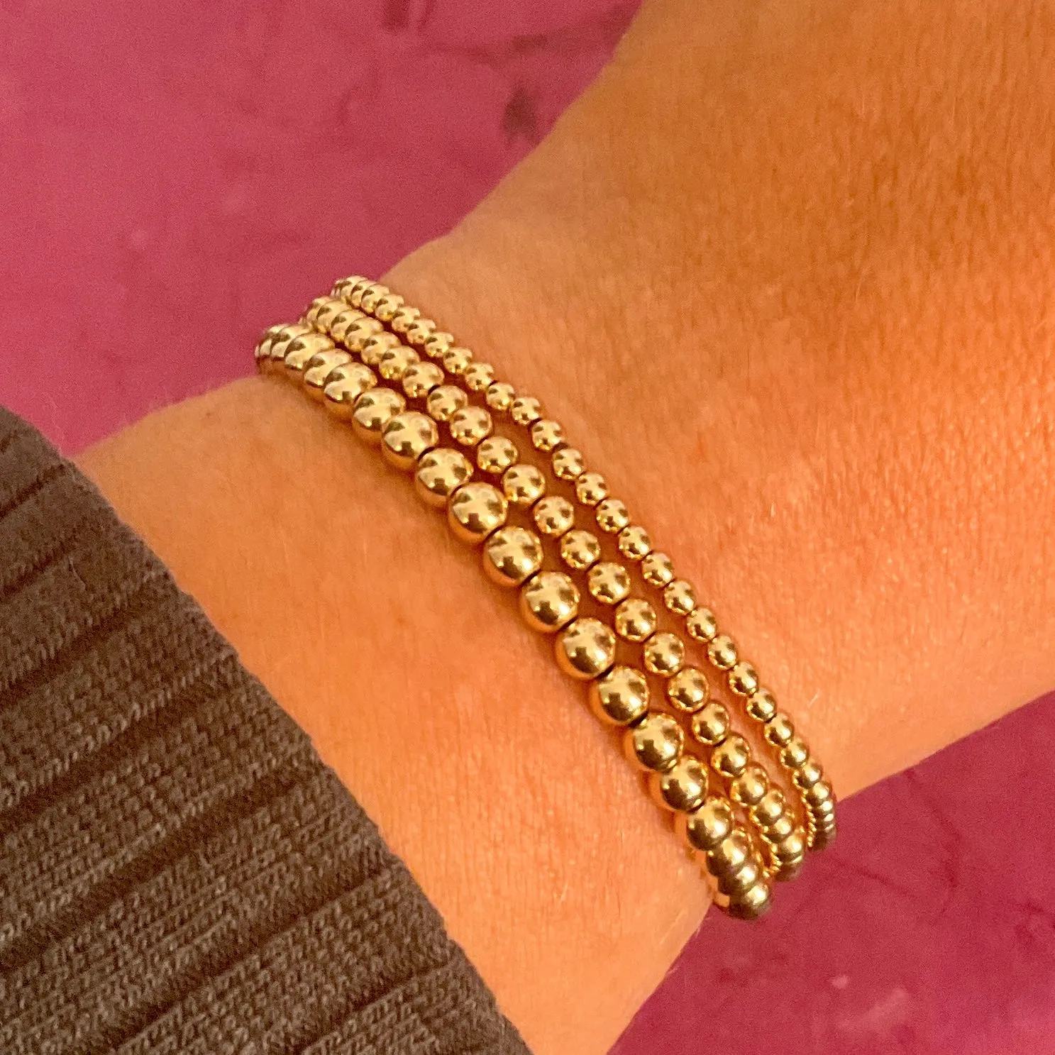 3mm Gold Bead Bracelet