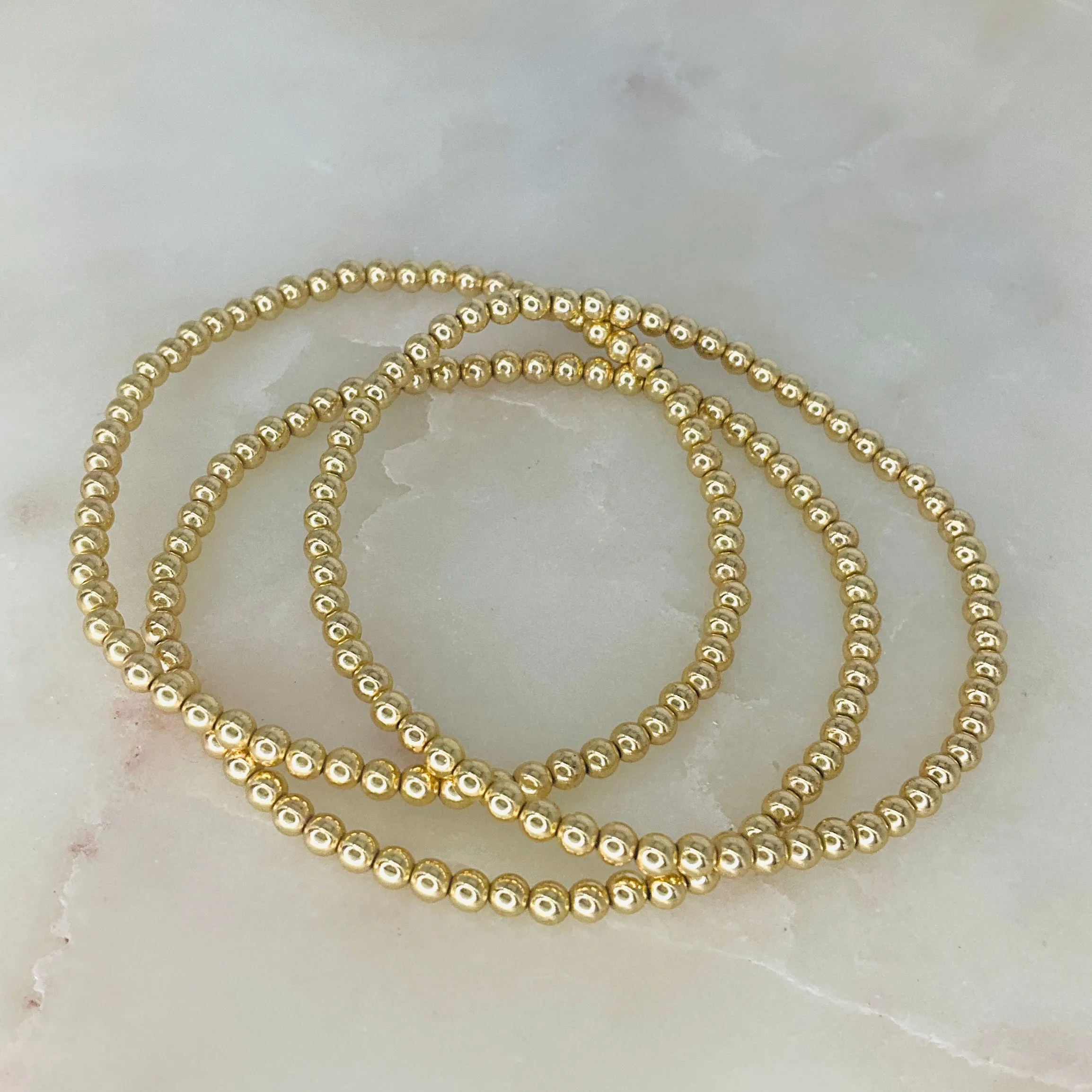 3mm Gold Bead Bracelet