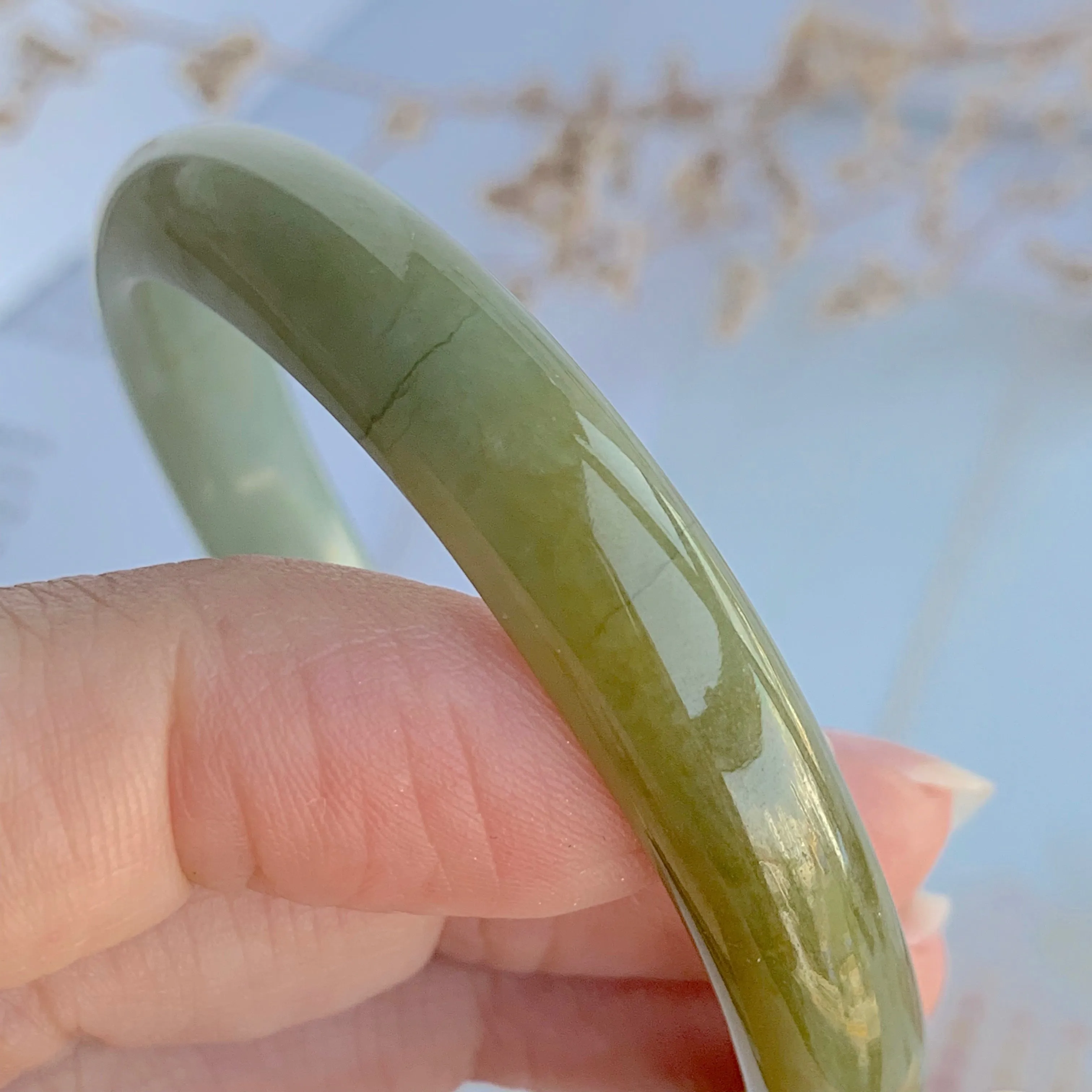 50.7mm A-Grade Jadeite Yellow And Green Modern Oval Bangle No.330002