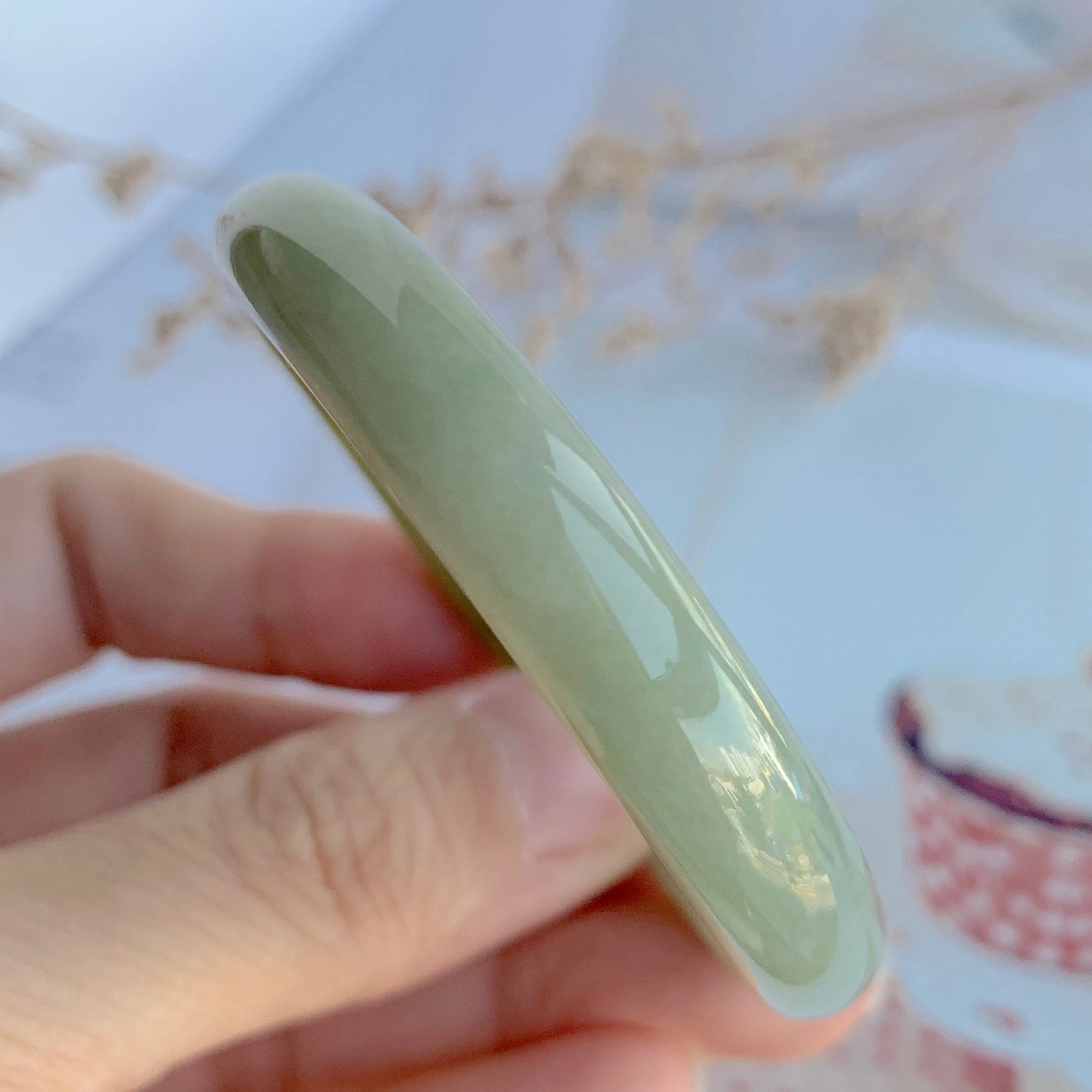 50.7mm A-Grade Jadeite Yellow And Green Modern Oval Bangle No.330002