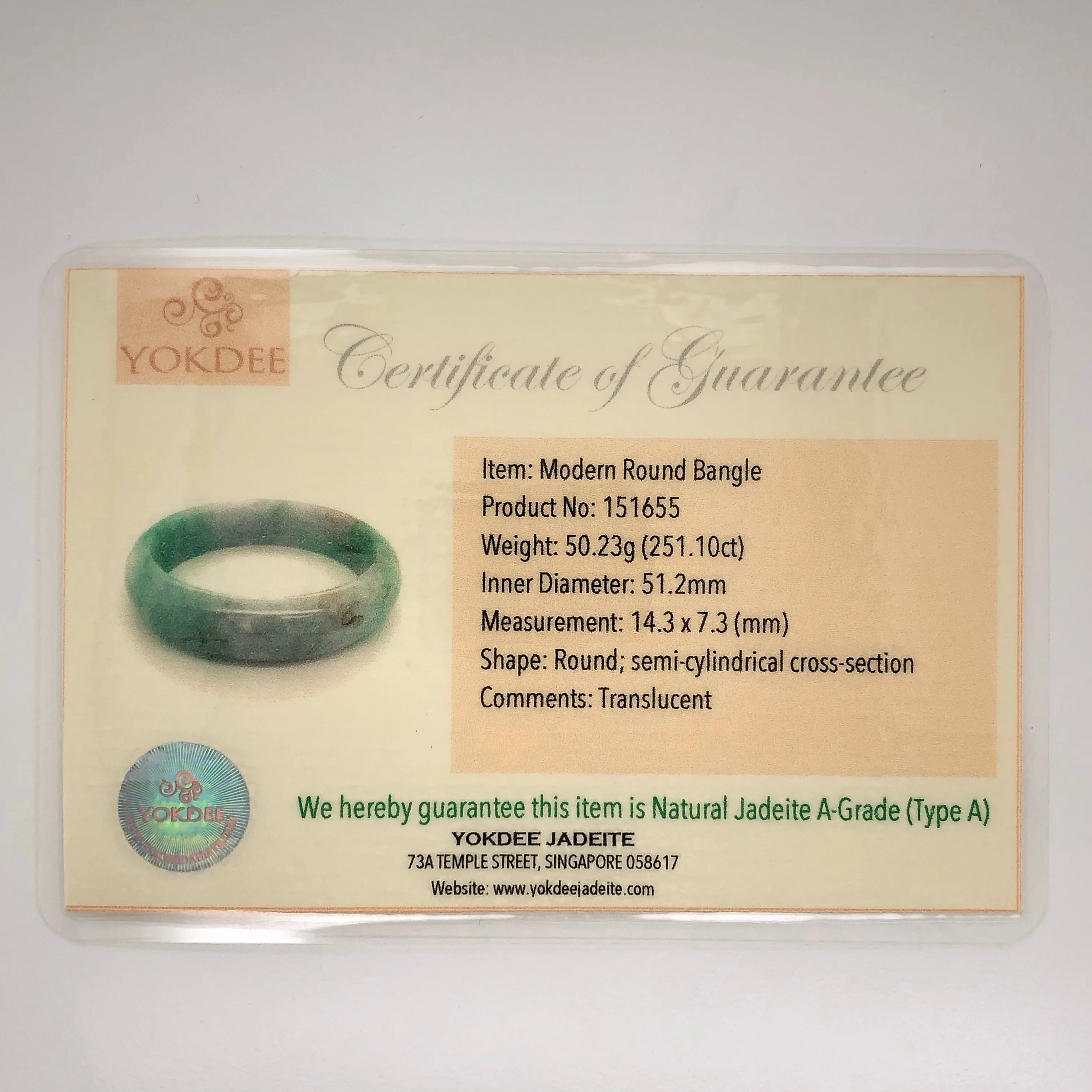 51.2mm A-Grade Natural Moss On Snow Jadeite Modern Round Bangle No.151655