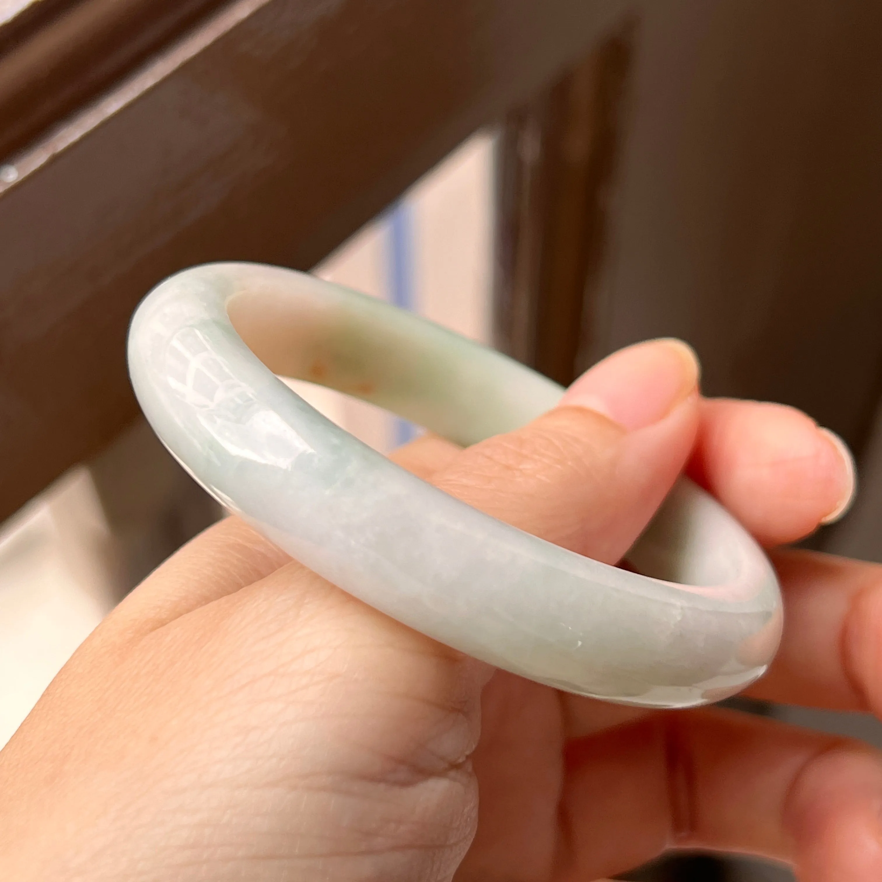 51.6mm A-Grade Natural Multi-colour Jadeite Modern Oval Bangle No. 152007