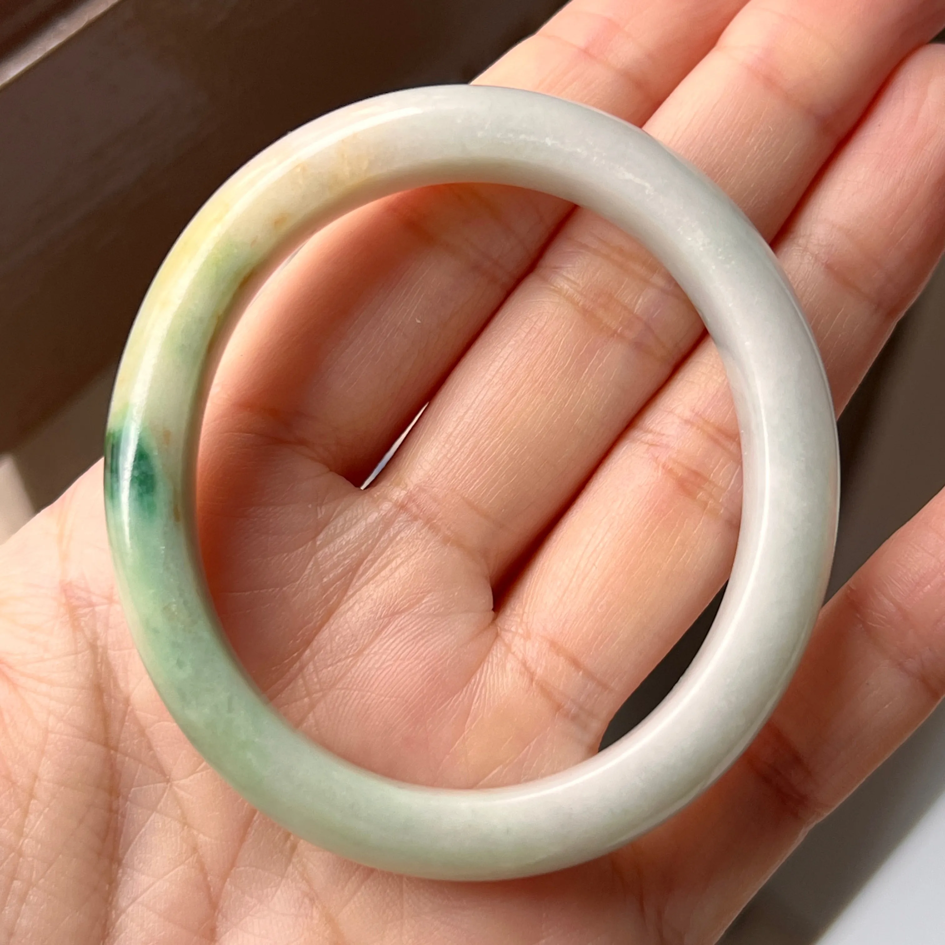 51.6mm A-Grade Natural Multi-colour Jadeite Modern Oval Bangle No. 152007