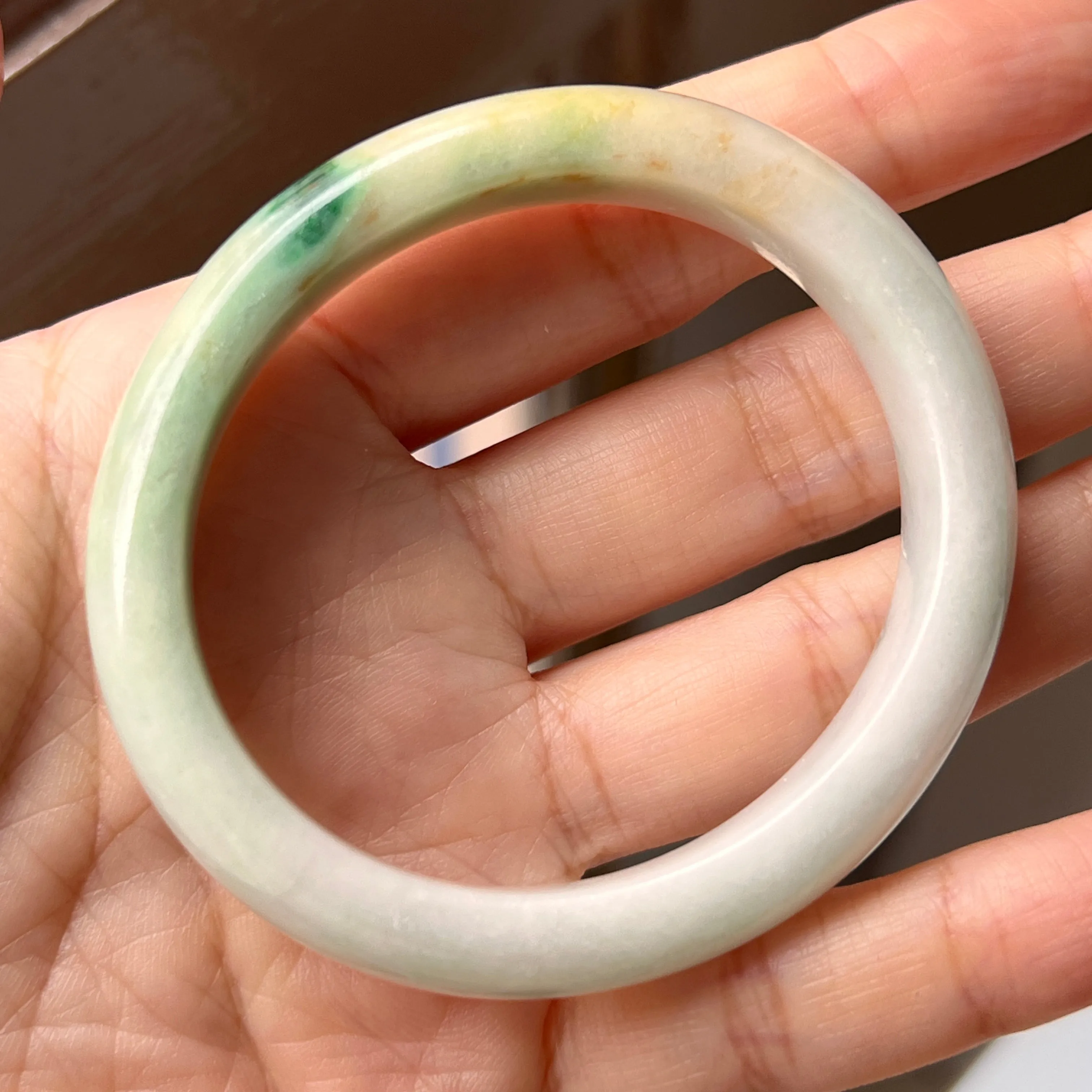 51.6mm A-Grade Natural Multi-colour Jadeite Modern Oval Bangle No. 152007