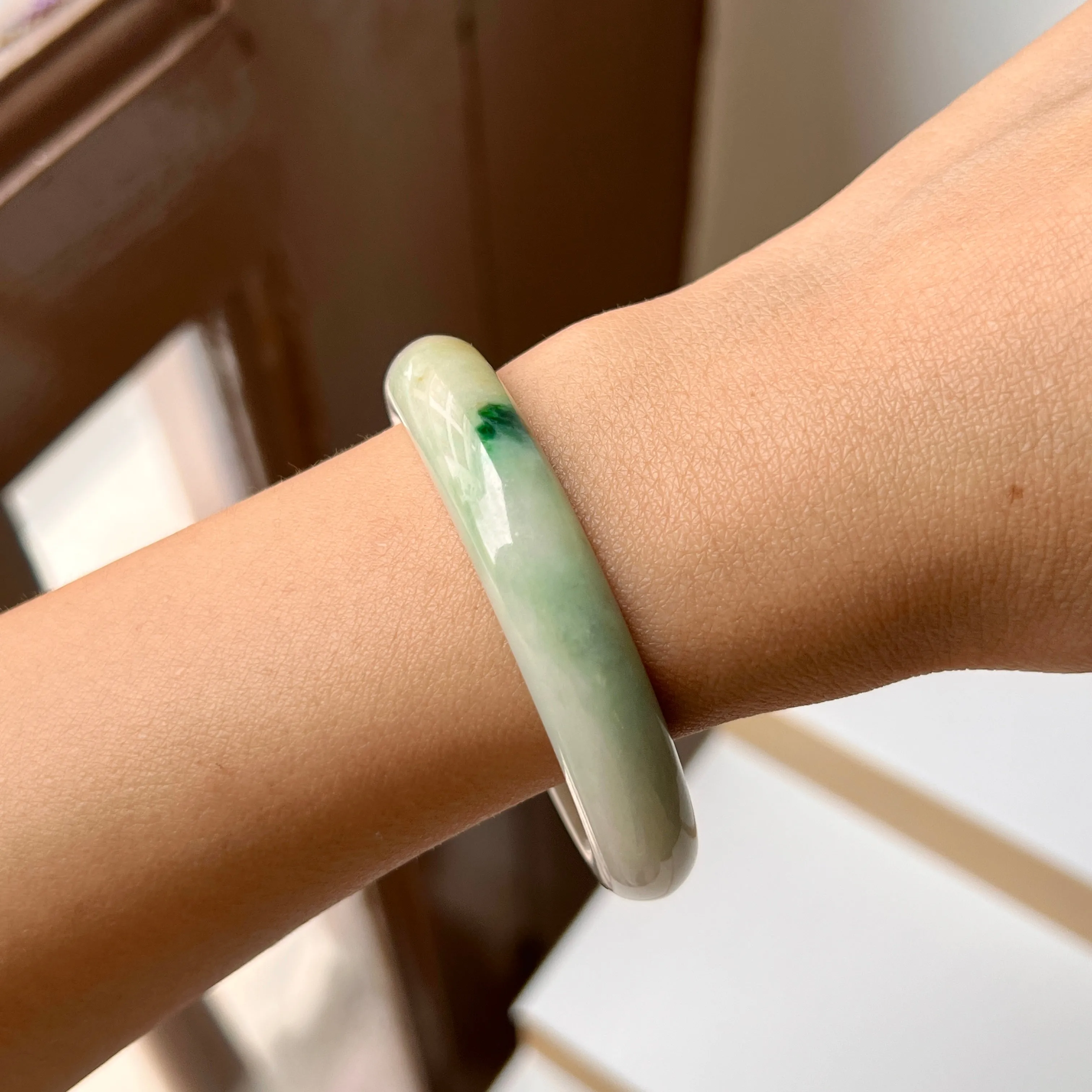 51.6mm A-Grade Natural Multi-colour Jadeite Modern Oval Bangle No. 152007