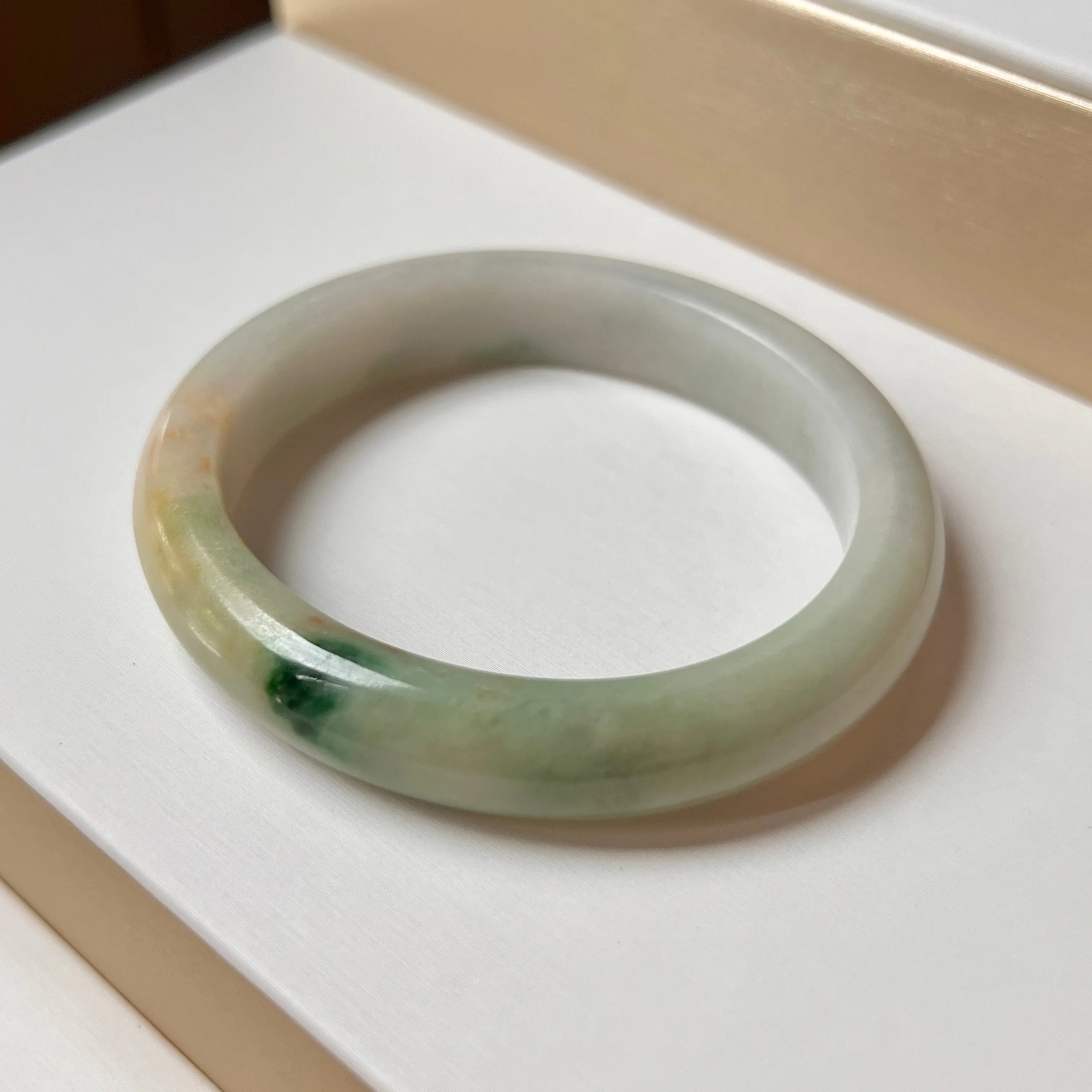 51.6mm A-Grade Natural Multi-colour Jadeite Modern Oval Bangle No. 152007