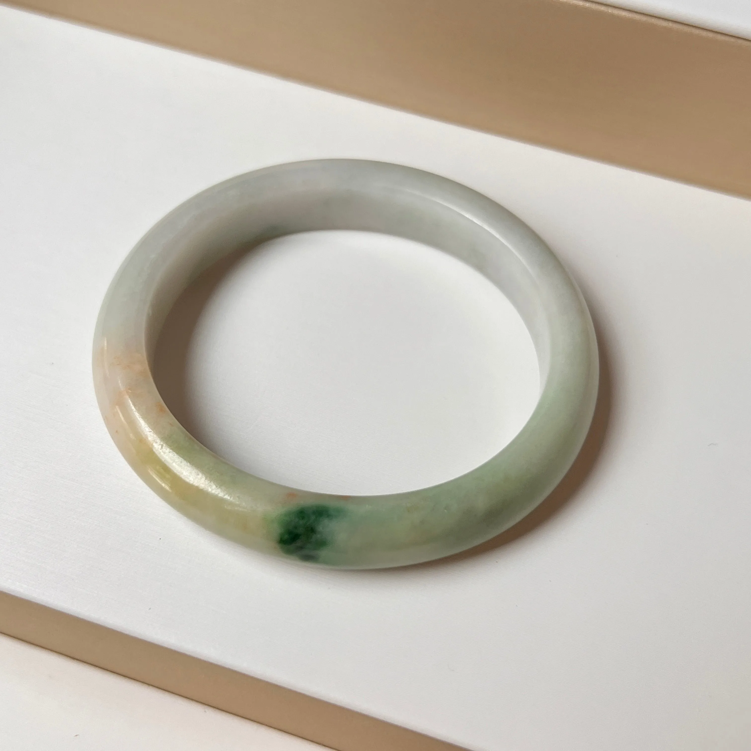 51.6mm A-Grade Natural Multi-colour Jadeite Modern Oval Bangle No. 152007