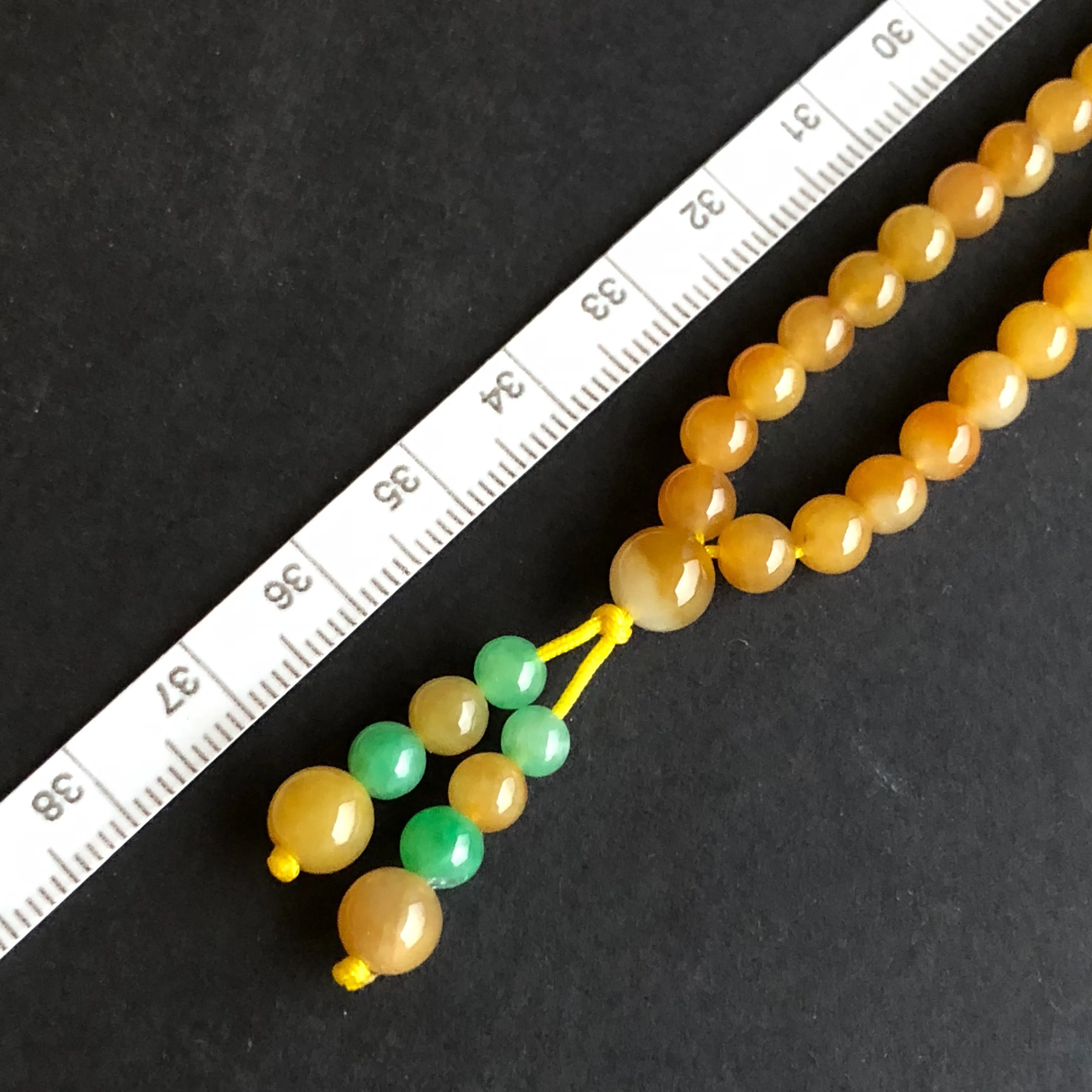 5.4mm A-Grade Type A Natural Golden Yellow Jadeite Jade Beaded Bracelet/ Necklace No.190116