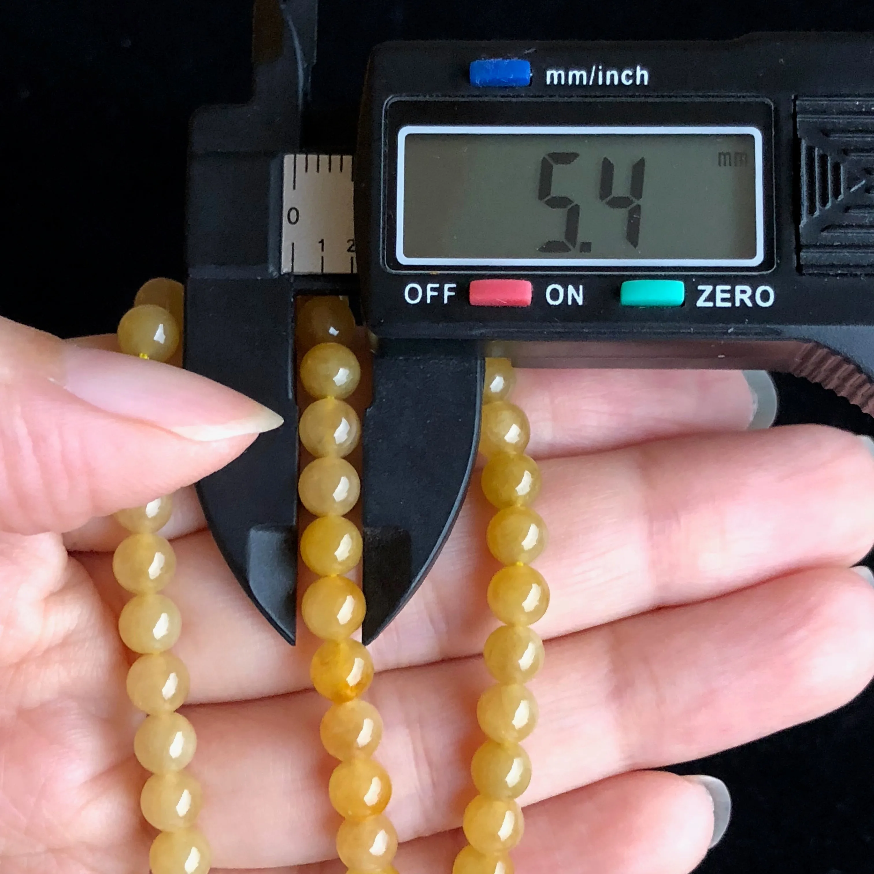 5.4mm A-Grade Type A Natural Golden Yellow Jadeite Jade Beaded Bracelet/ Necklace No.190116